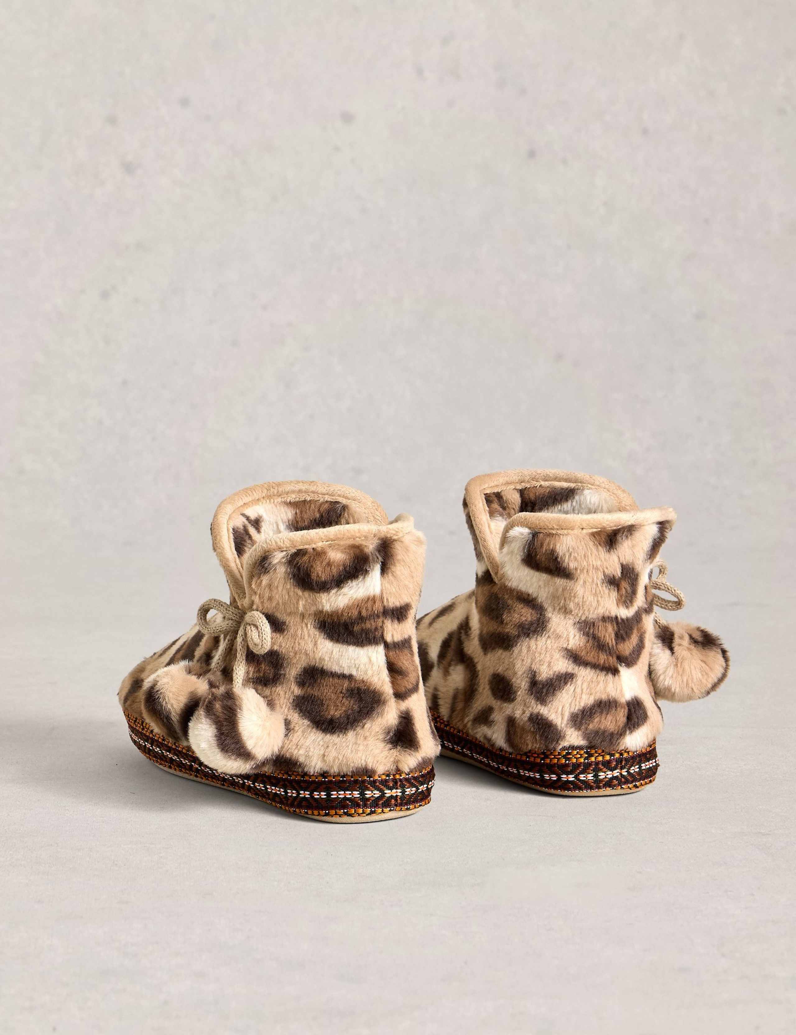 Faux Fur Leopard Print Bootie Slippers 3 of 3