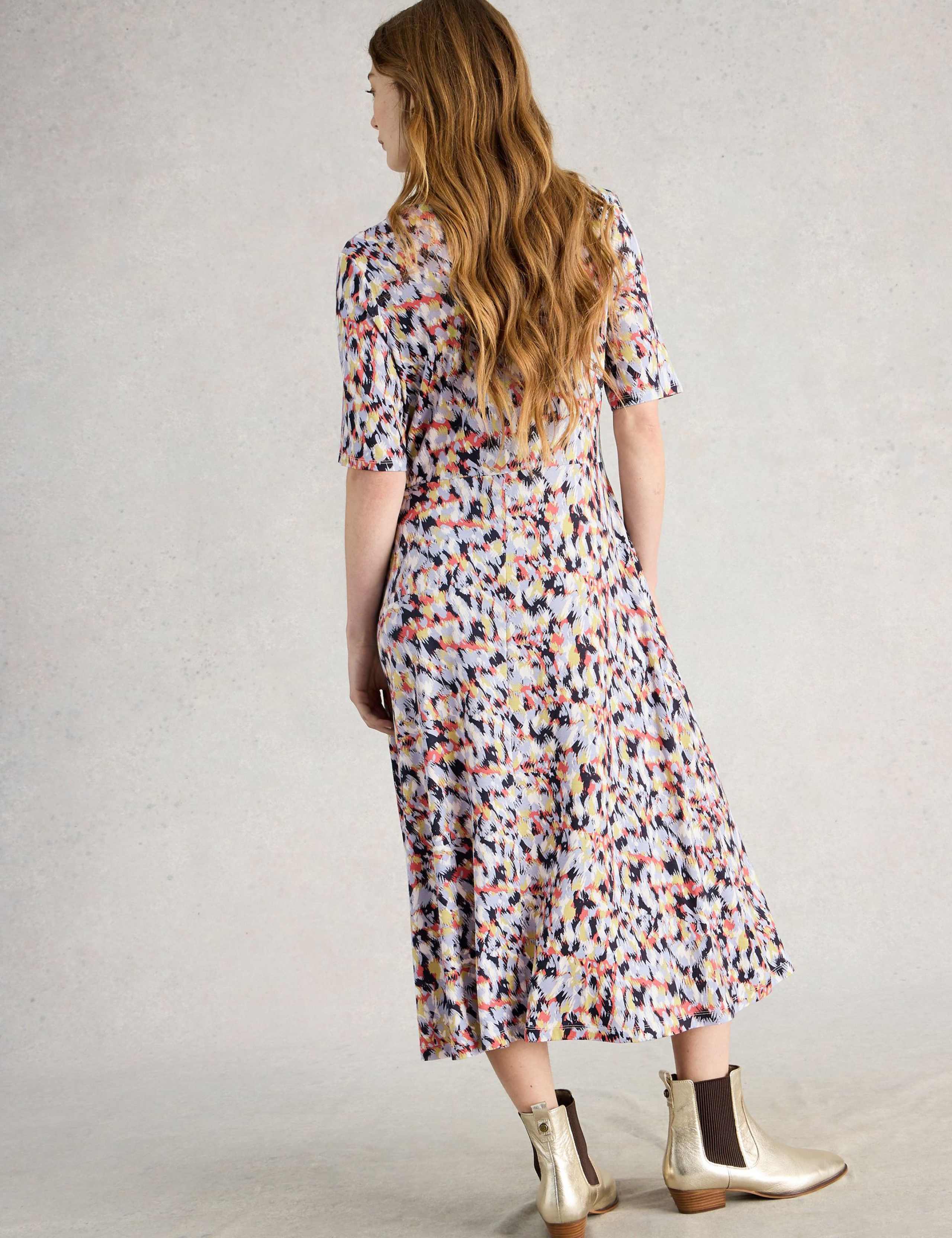 Jersey Round Neck Waisted Midi Dress 4 of 6