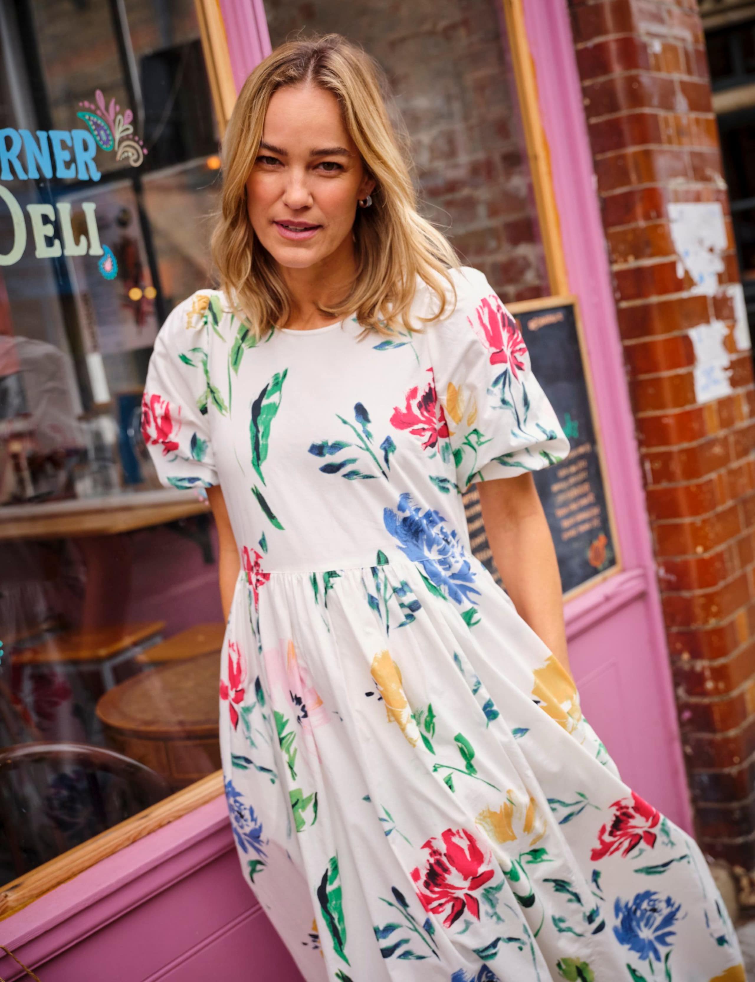 Pure Cotton Printed Round Neck Midi Tea Dress 3 of 8