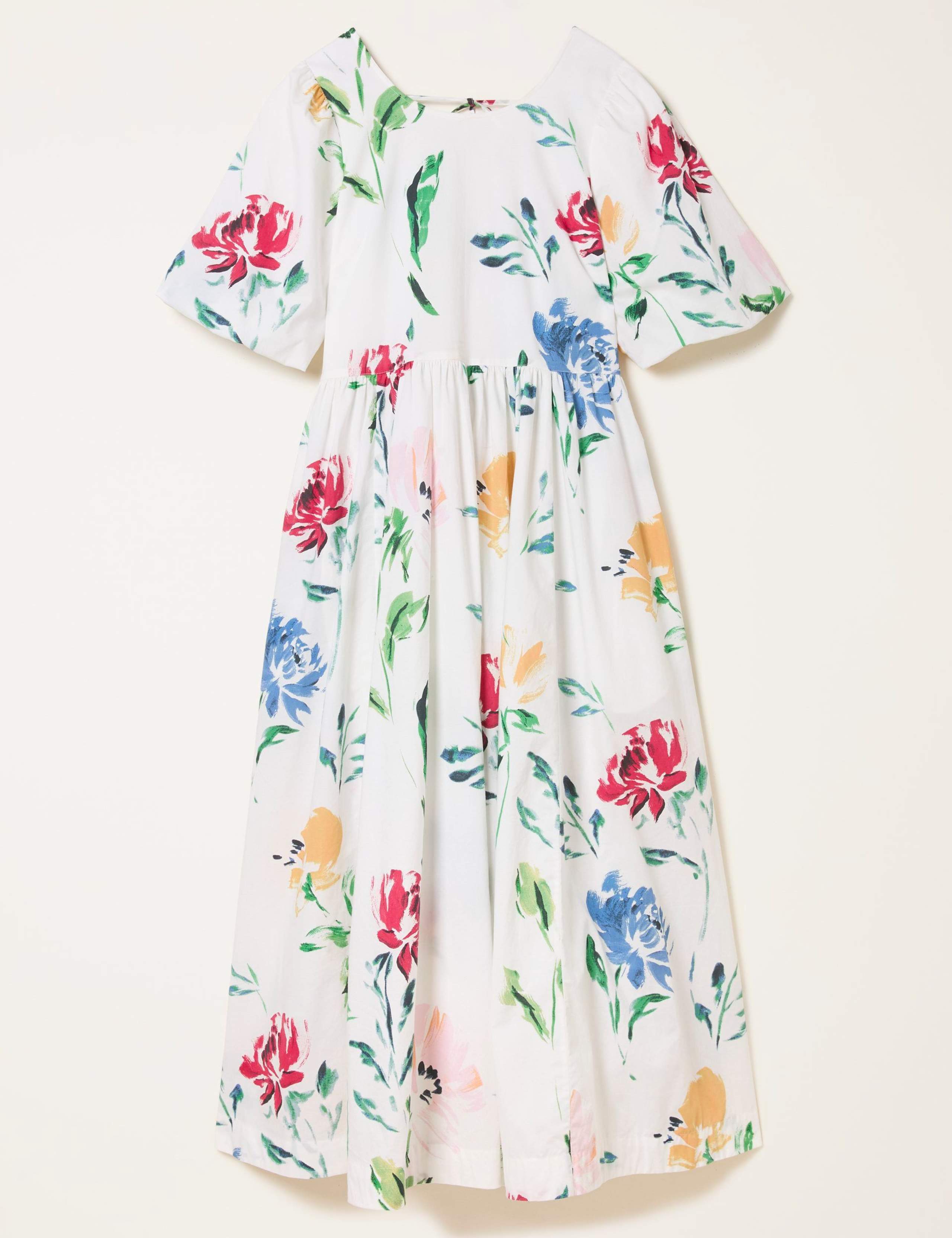 Pure Cotton Printed Round Neck Midi Tea Dress 2 of 8