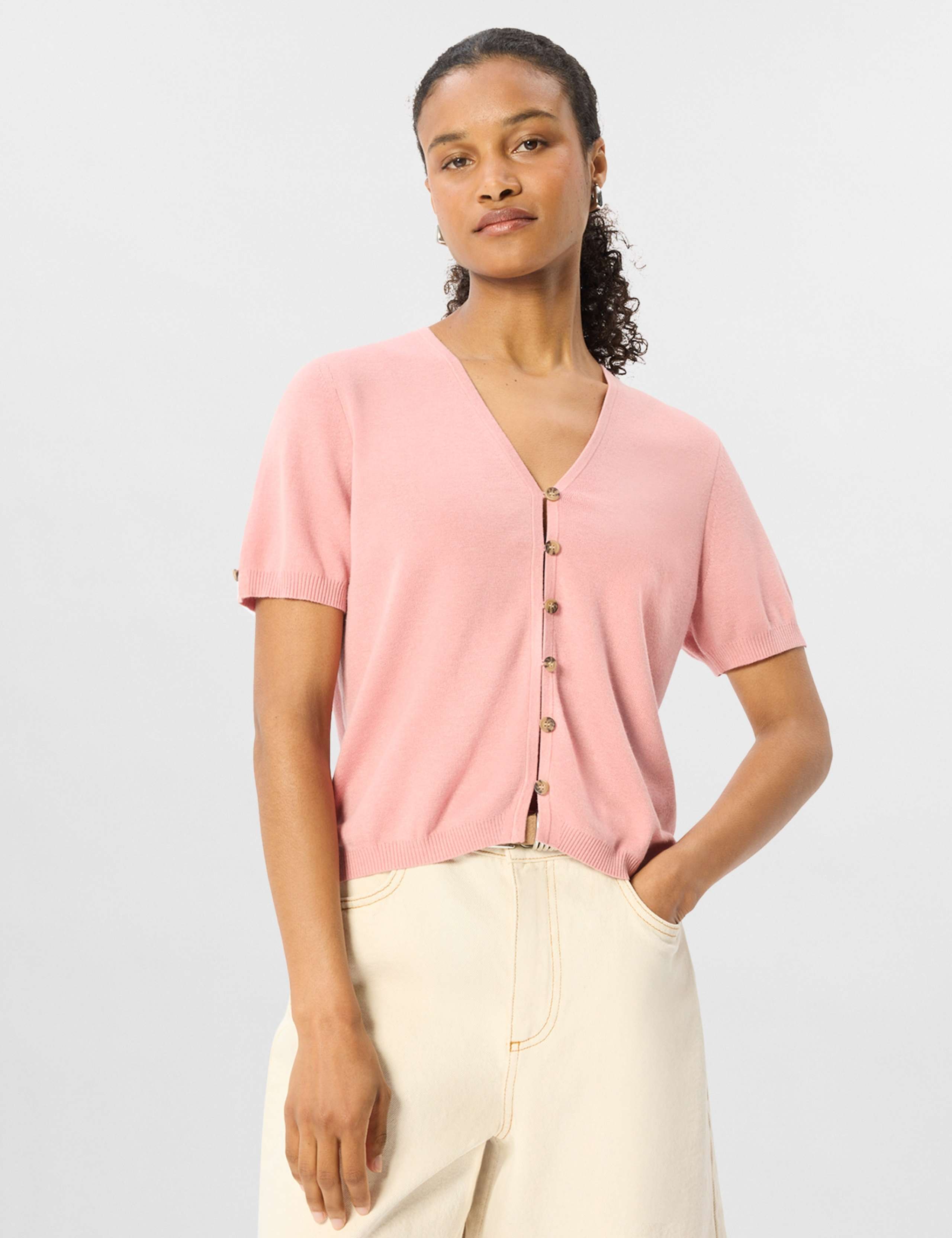Cotton Rich Button Front V-Neck Cardigan 6 of 7