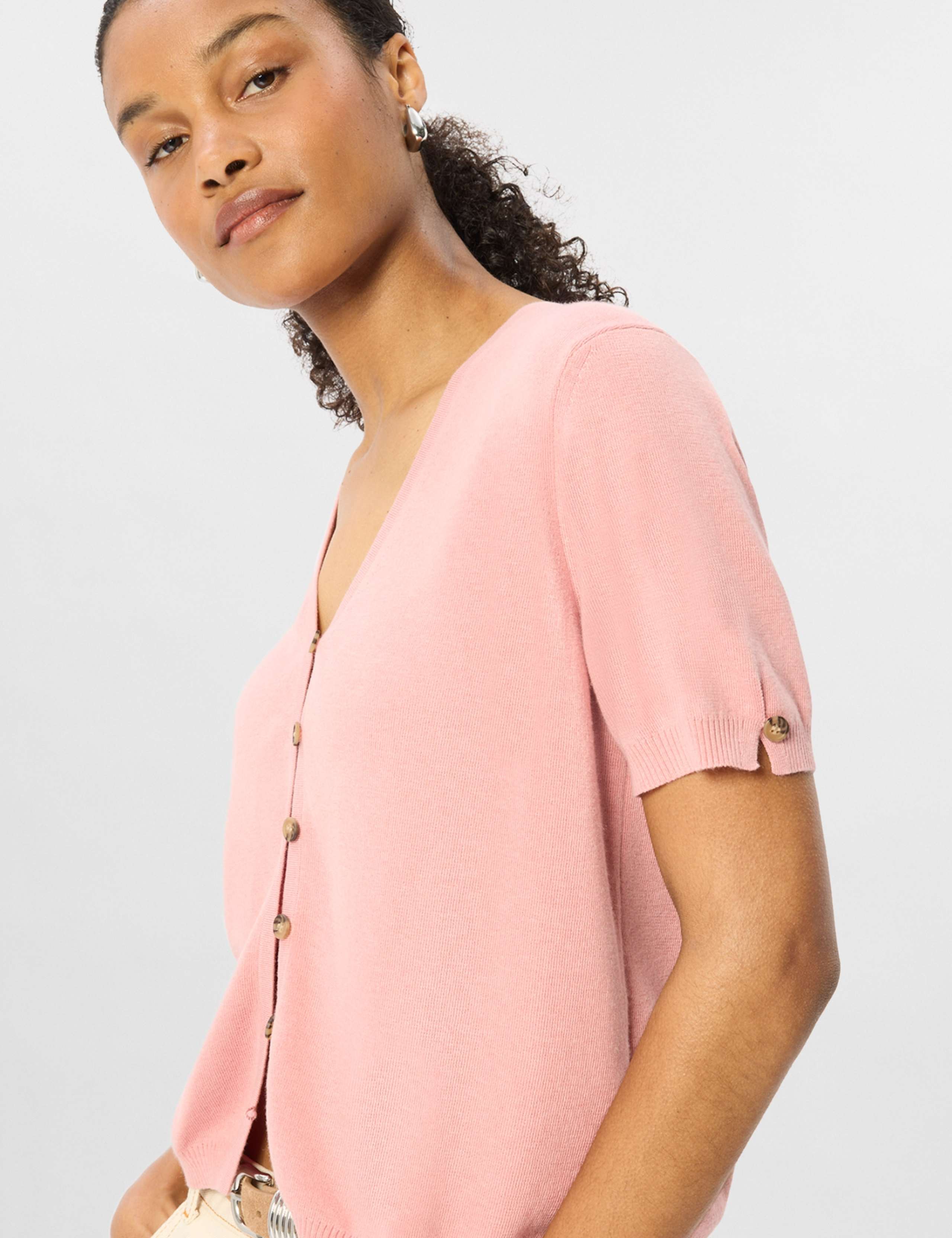 Cotton Rich Button Front V-Neck Cardigan 7 of 7
