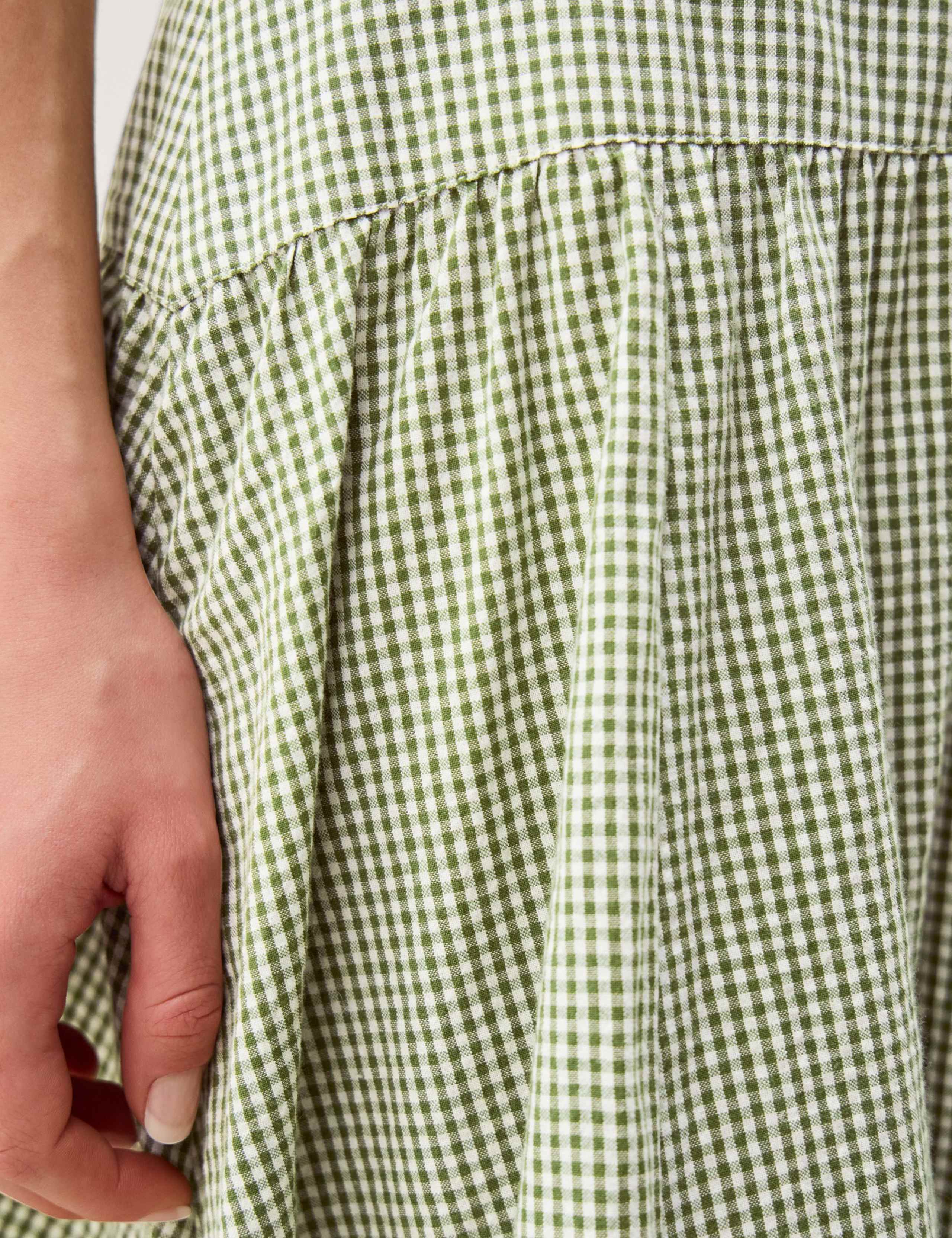Pure Cotton Gingham Midi A-Line Skirt 4 of 4