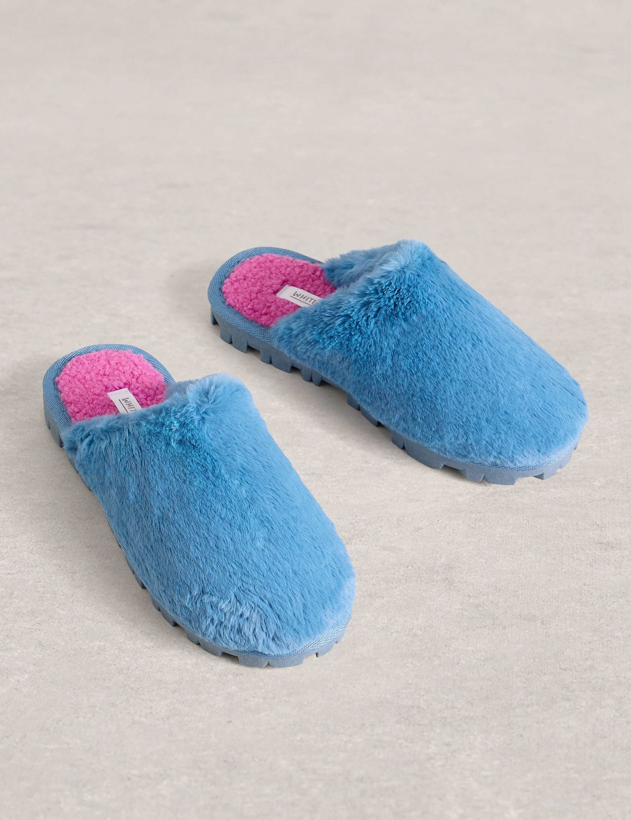 Faux Fur Round Toe Mule Slippers 2 of 4