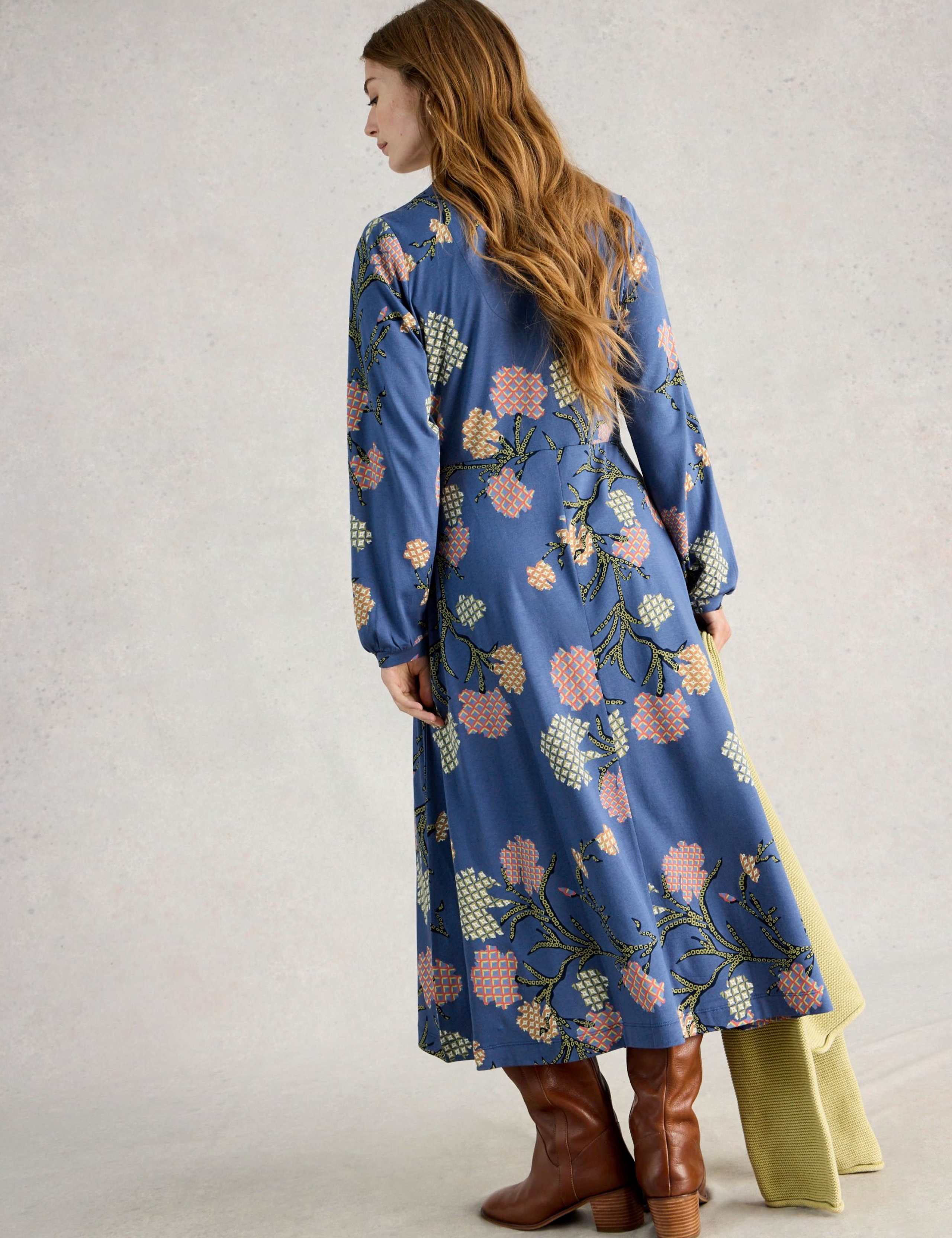 Cotton Modal Blend Jersey Floral Midi Dress 4 of 6