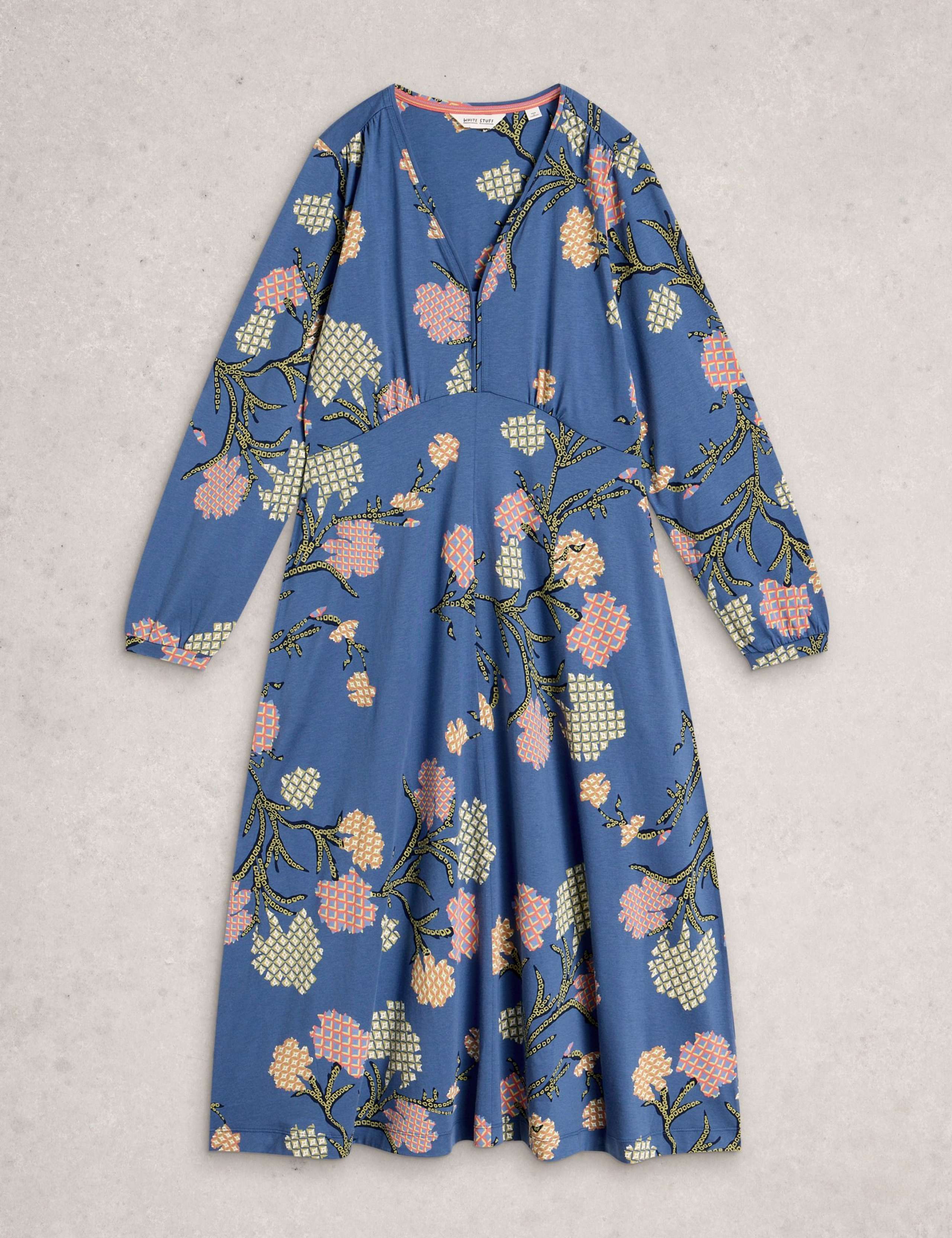 Cotton Modal Blend Jersey Floral Midi Dress 2 of 6