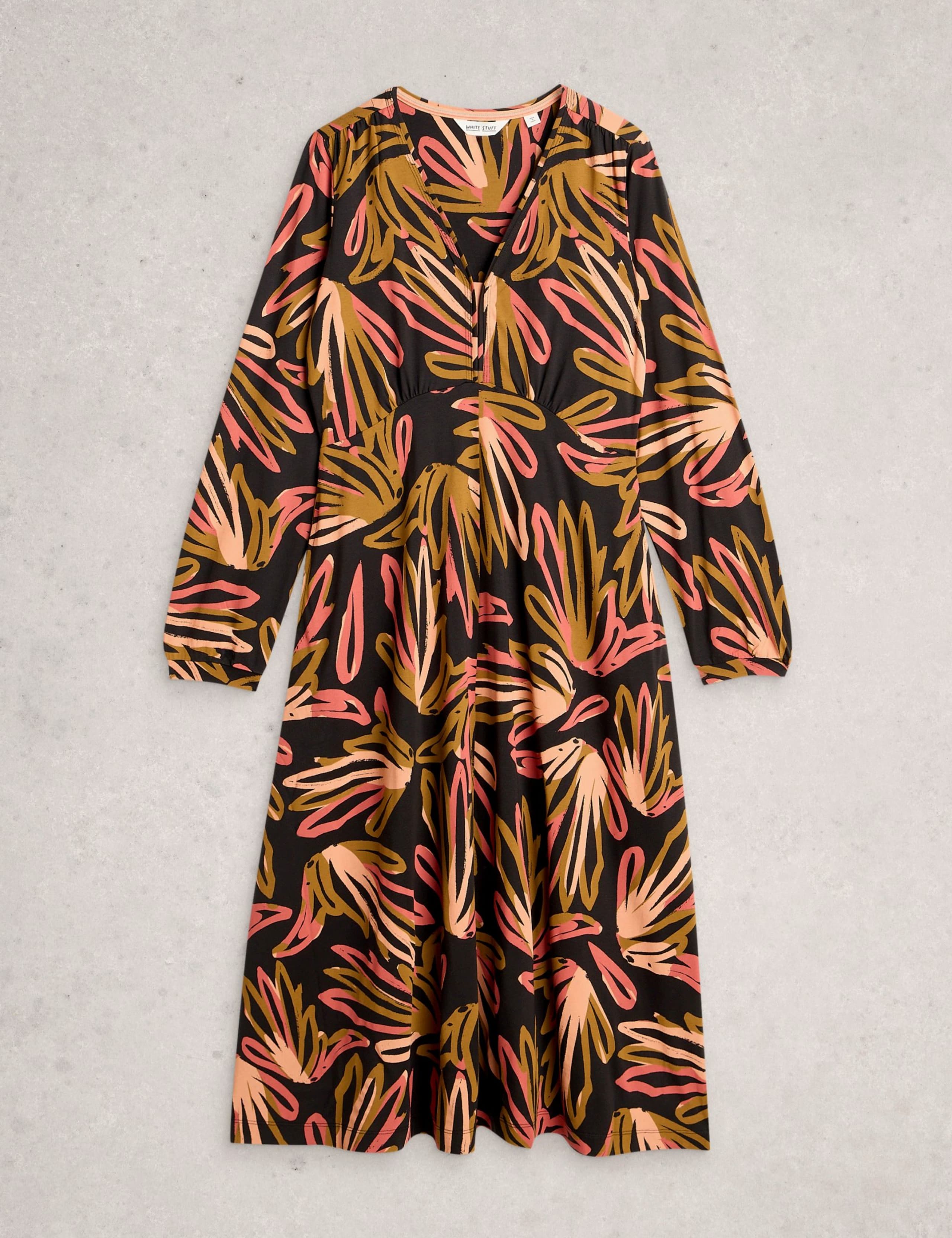 Cotton Modal Blend Jersey Floral Midi Dress 2 of 6