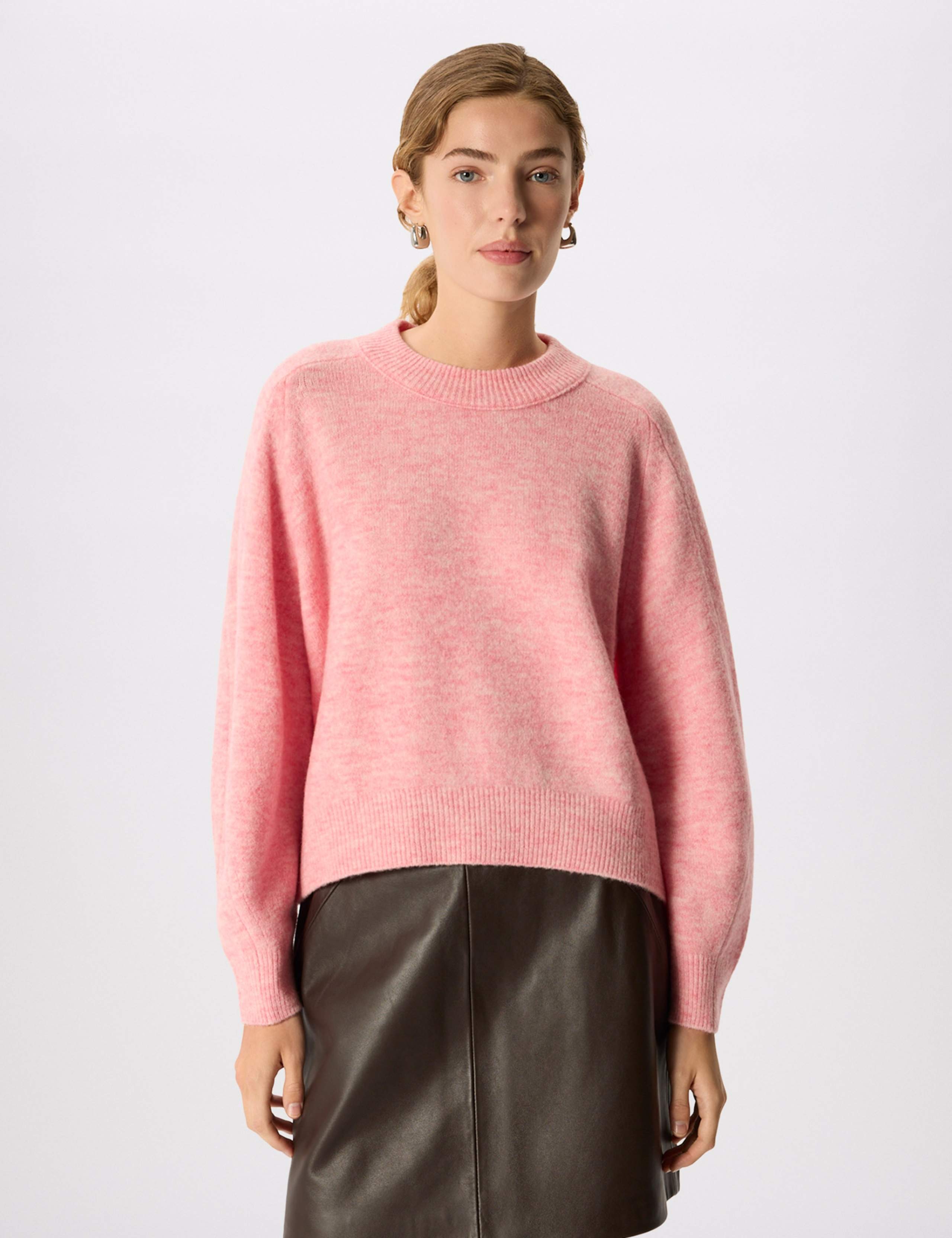 Wool Blend Crew Neck Curved Hem Jumper 3 of 7