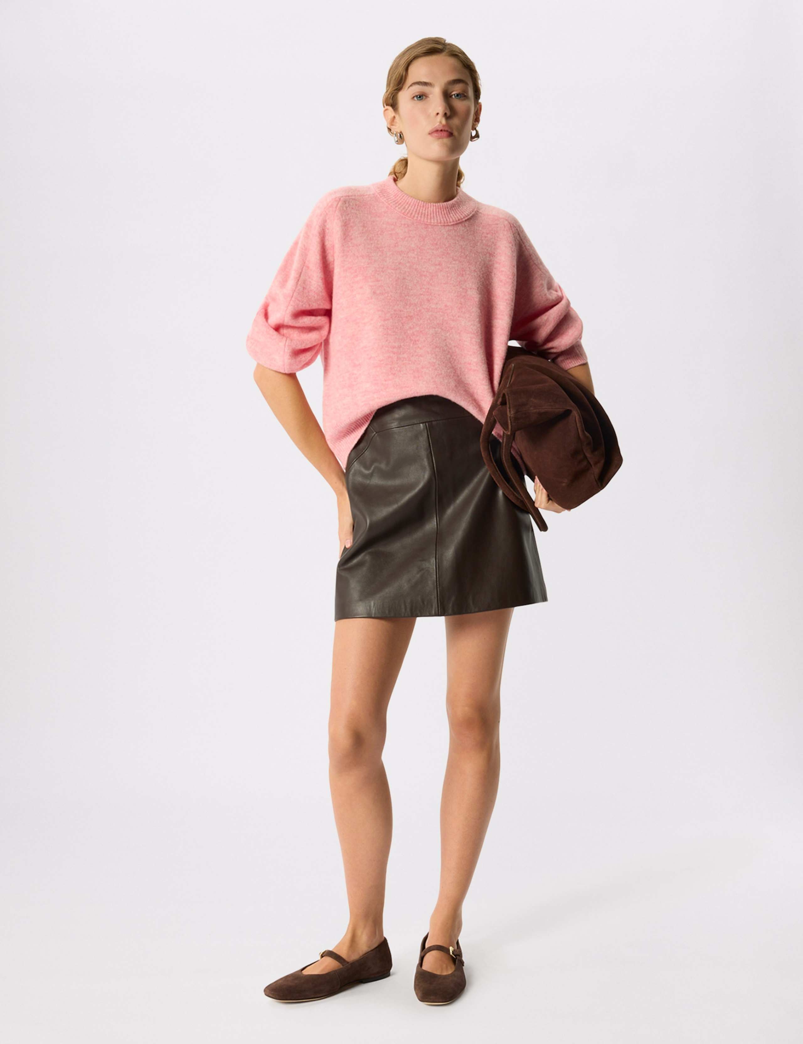 Wool Blend Crew Neck Curved Hem Jumper 4 of 7