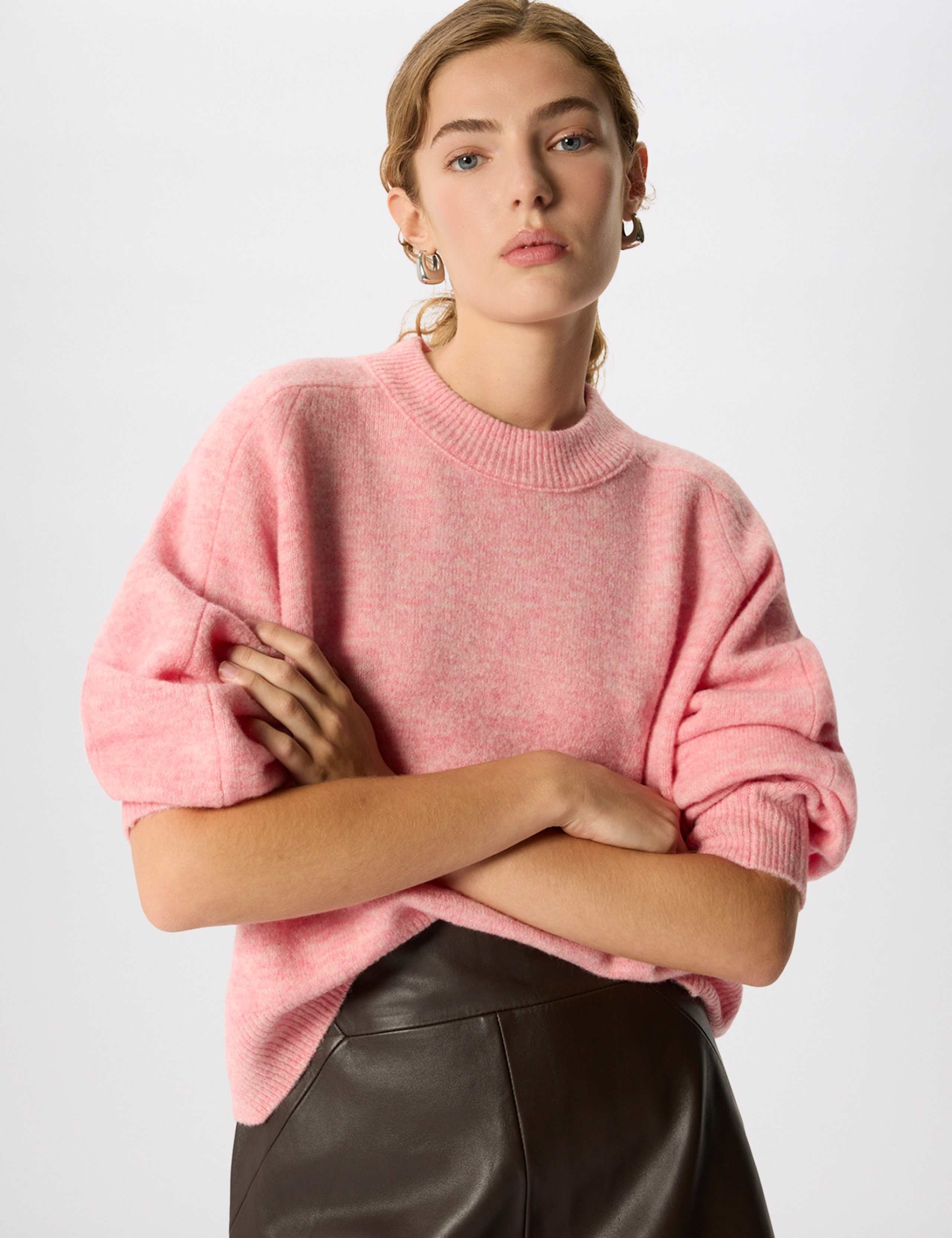 Wool Blend Crew Neck Curved Hem Jumper 5 of 7