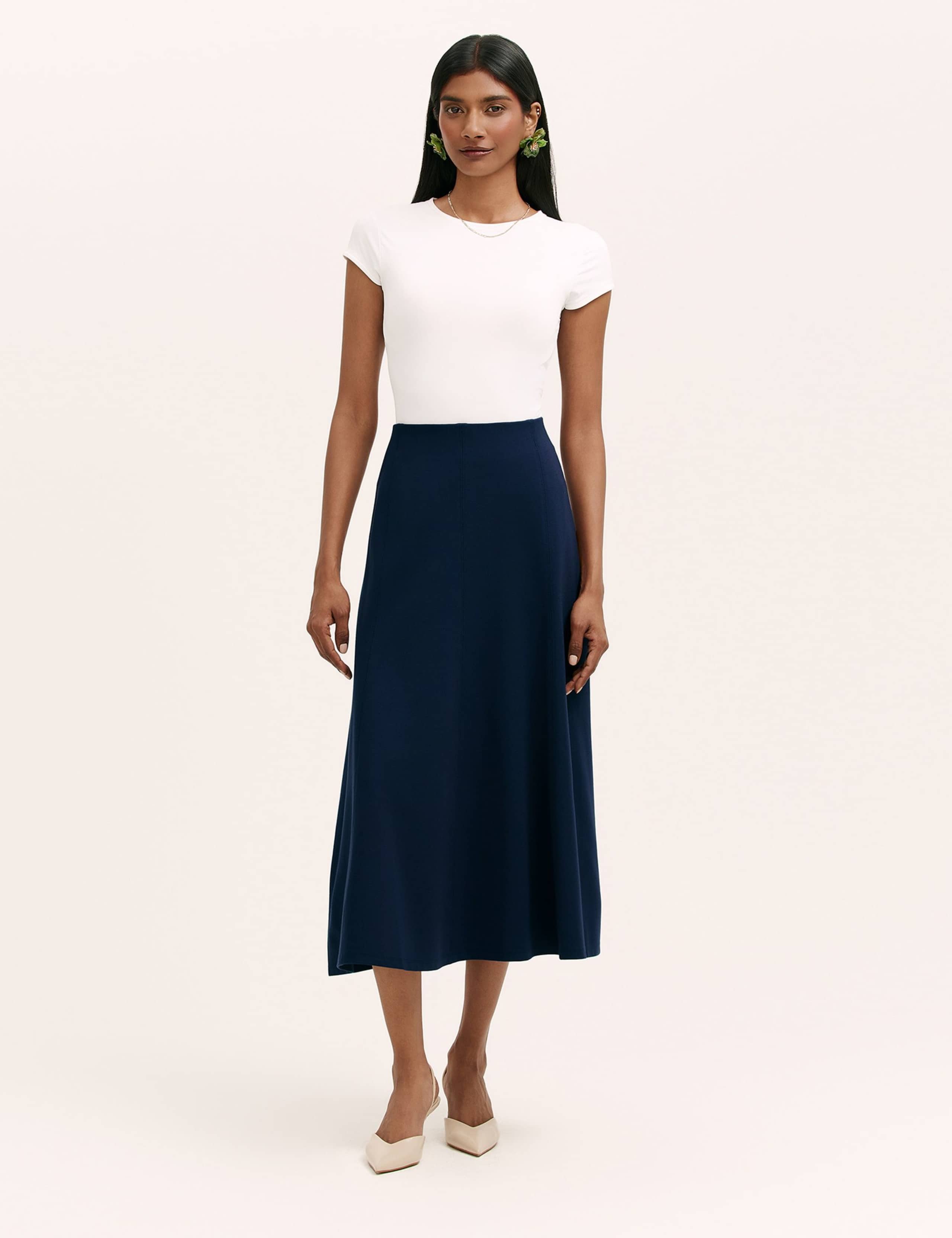 Jersey Midi A-Line Skirt 1 of 4