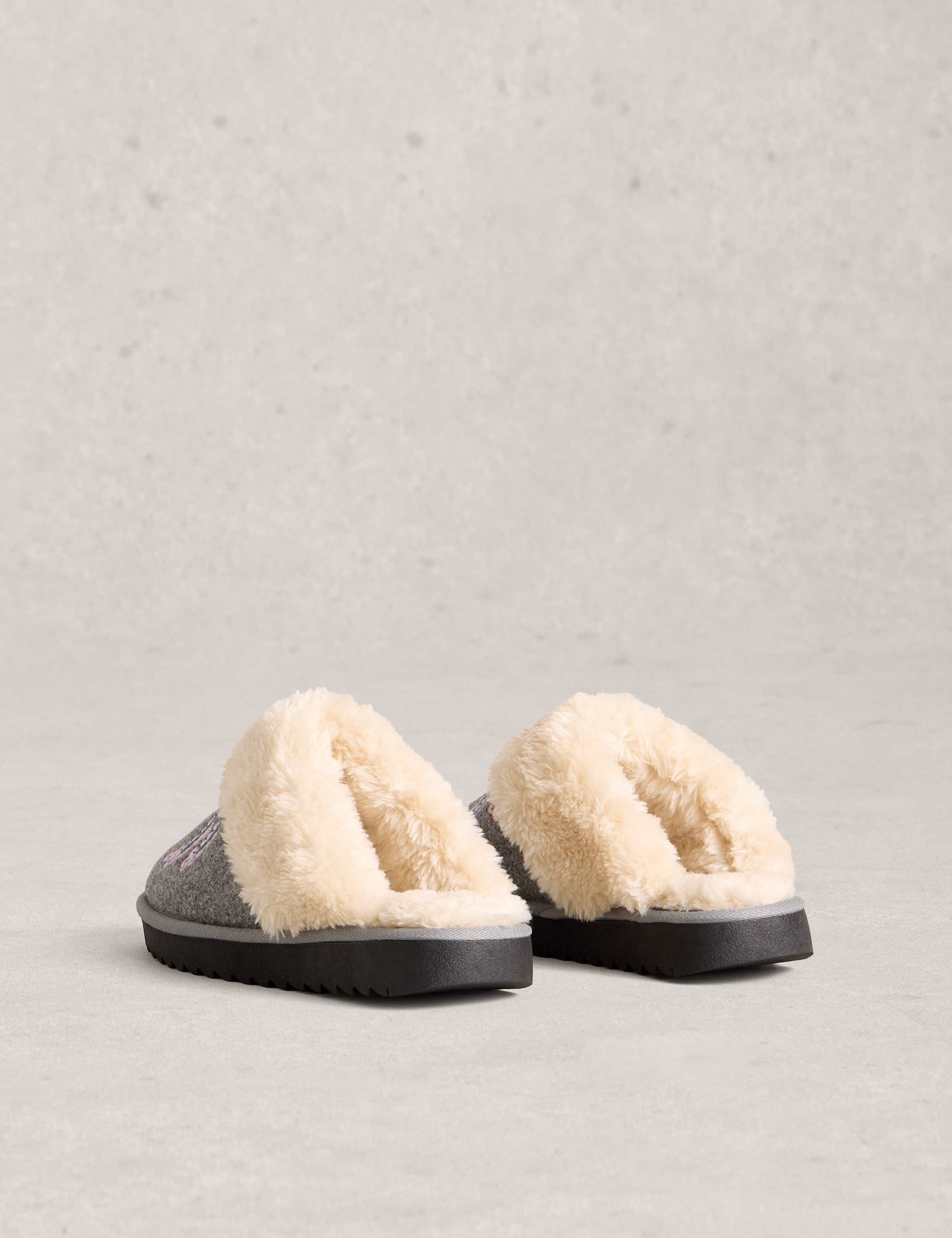 Floral Faux Fur Lined Mule Slippers 4 of 4