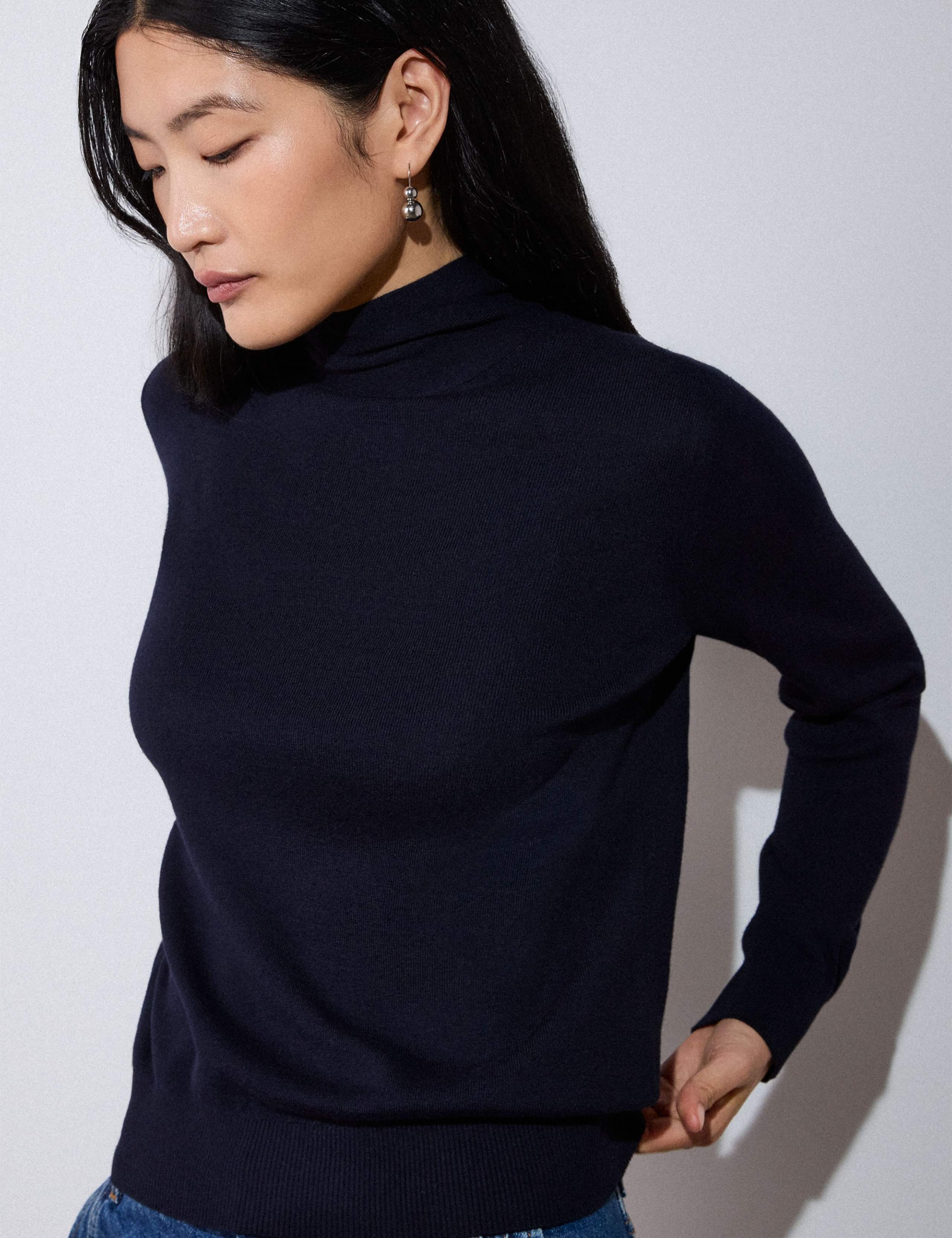 Cotton Rich Tie Neck Detail Knitted Top 3 of 6