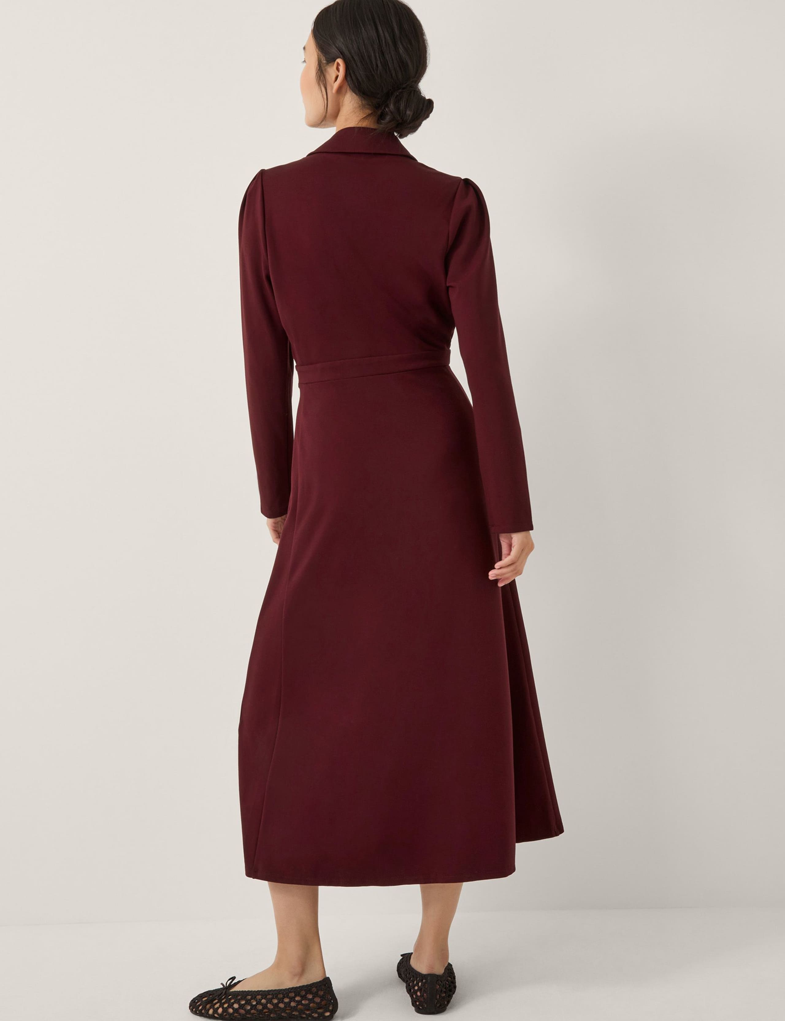 Jersey Collared V-Neck Midaxi Skater Dress 4 of 6