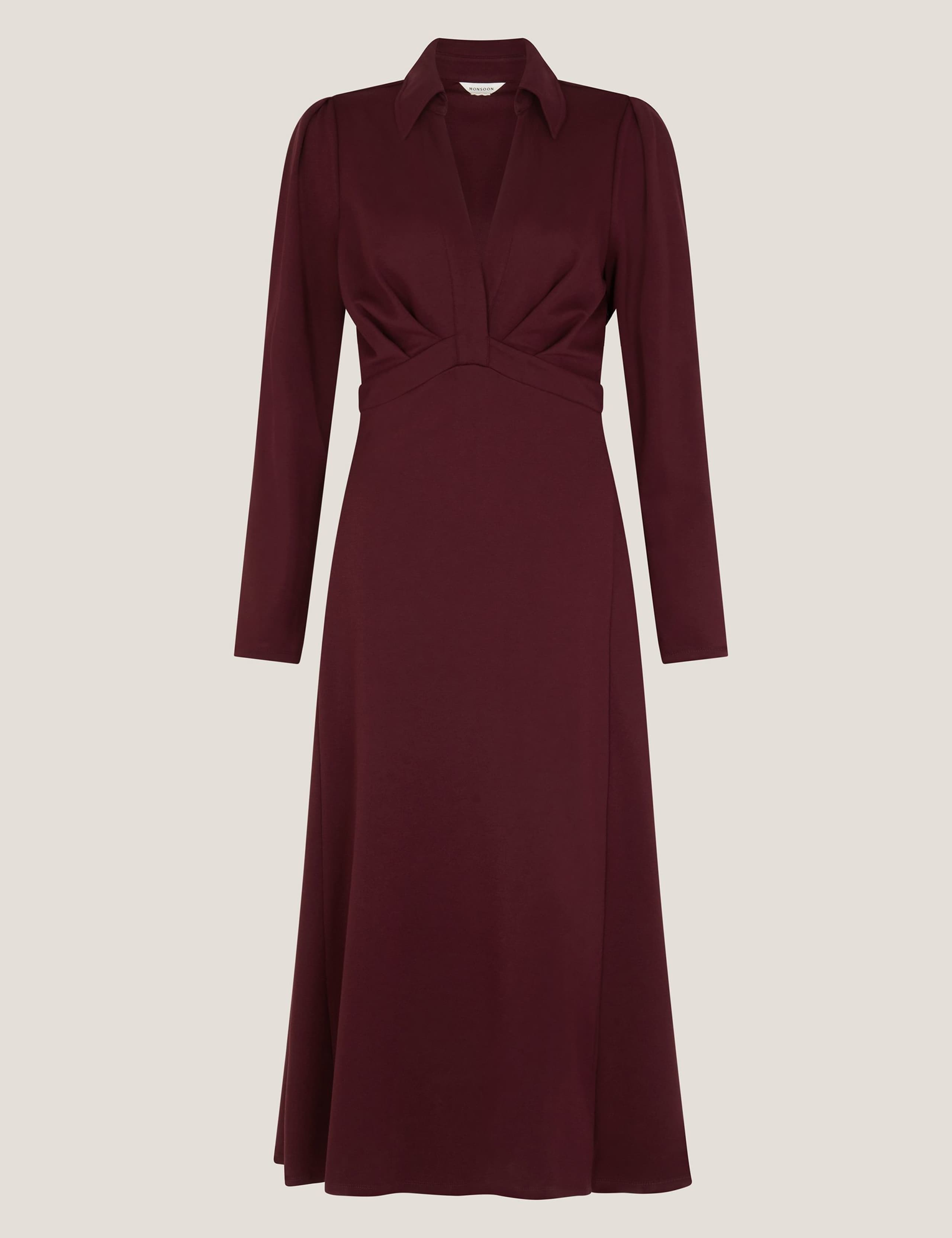 Jersey Collared V-Neck Midaxi Skater Dress 2 of 6