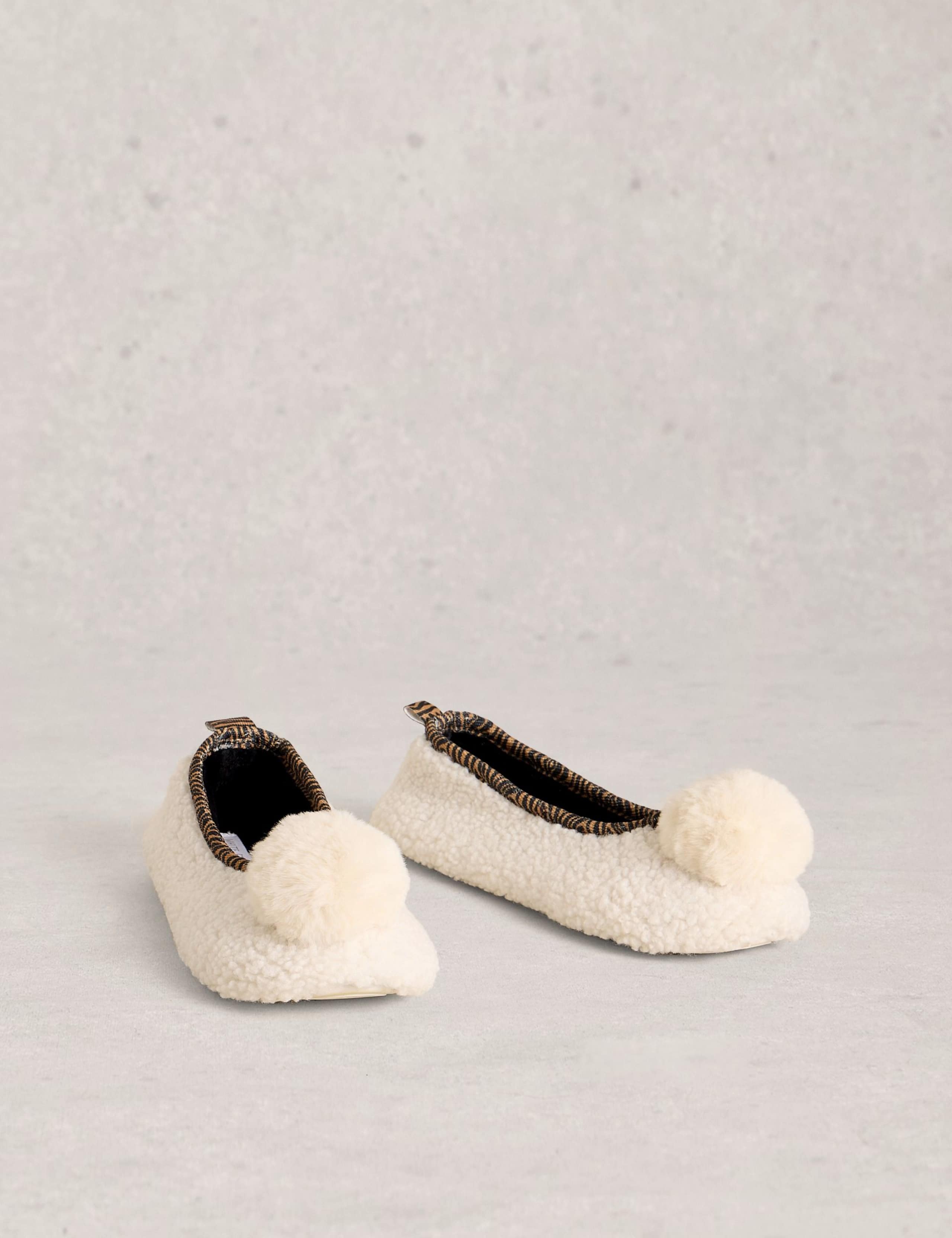 Borg Pom Pom Ballerina Slippers 4 of 4