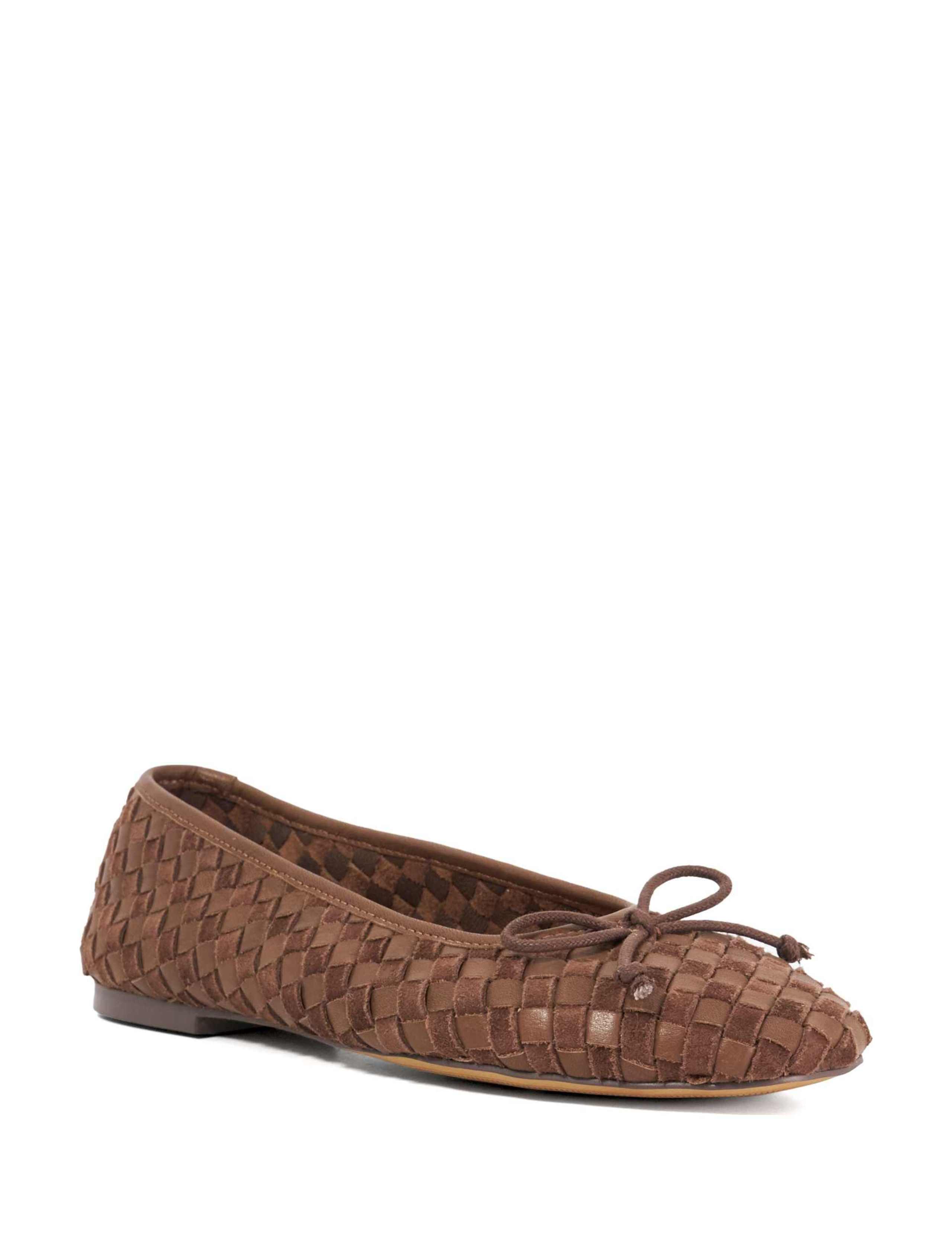 Leather Woven Flat Ballet Pumps 3 of 5