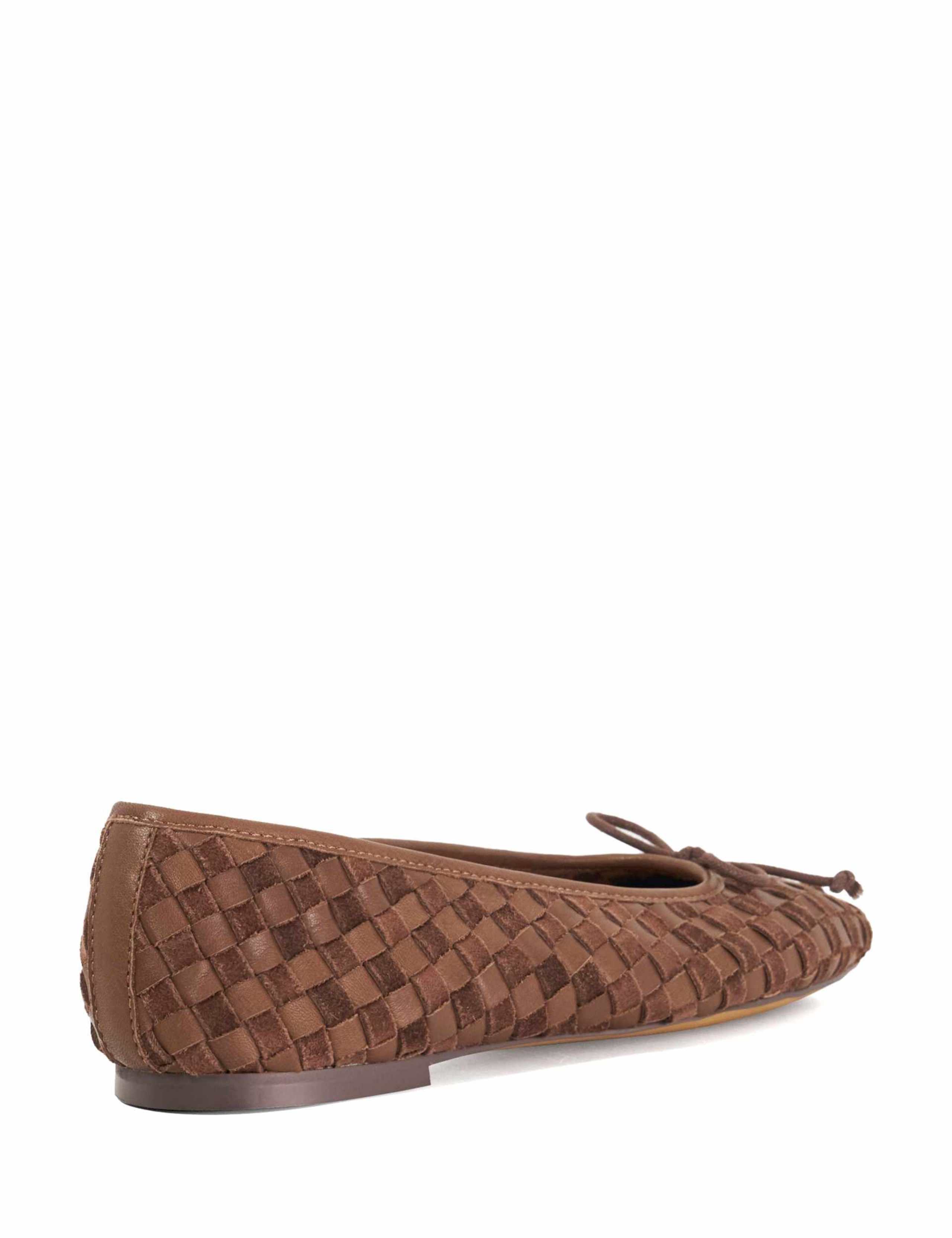 Leather Woven Flat Ballet Pumps 4 of 5