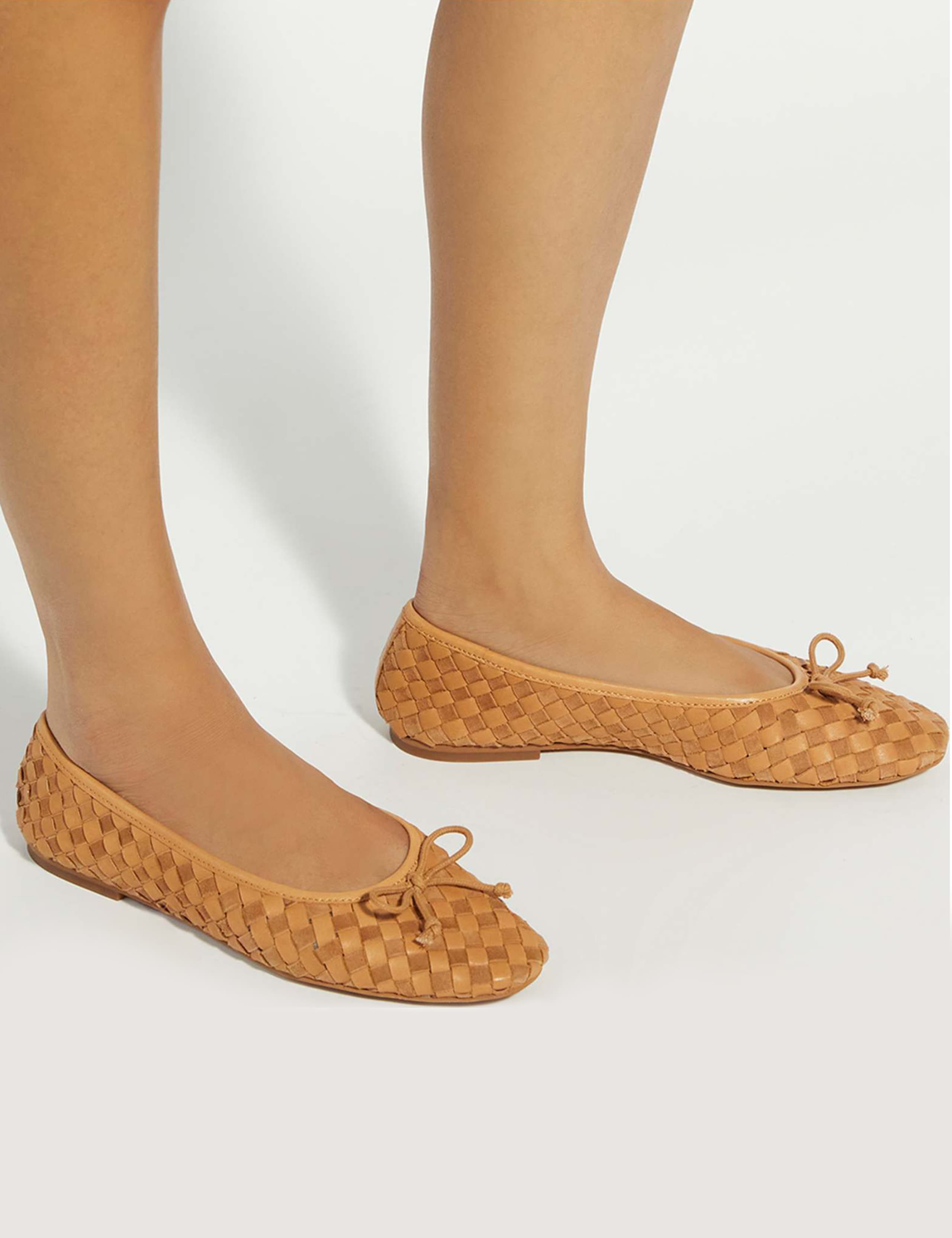 Leather Woven Flat Ballet Pumps 7 of 7