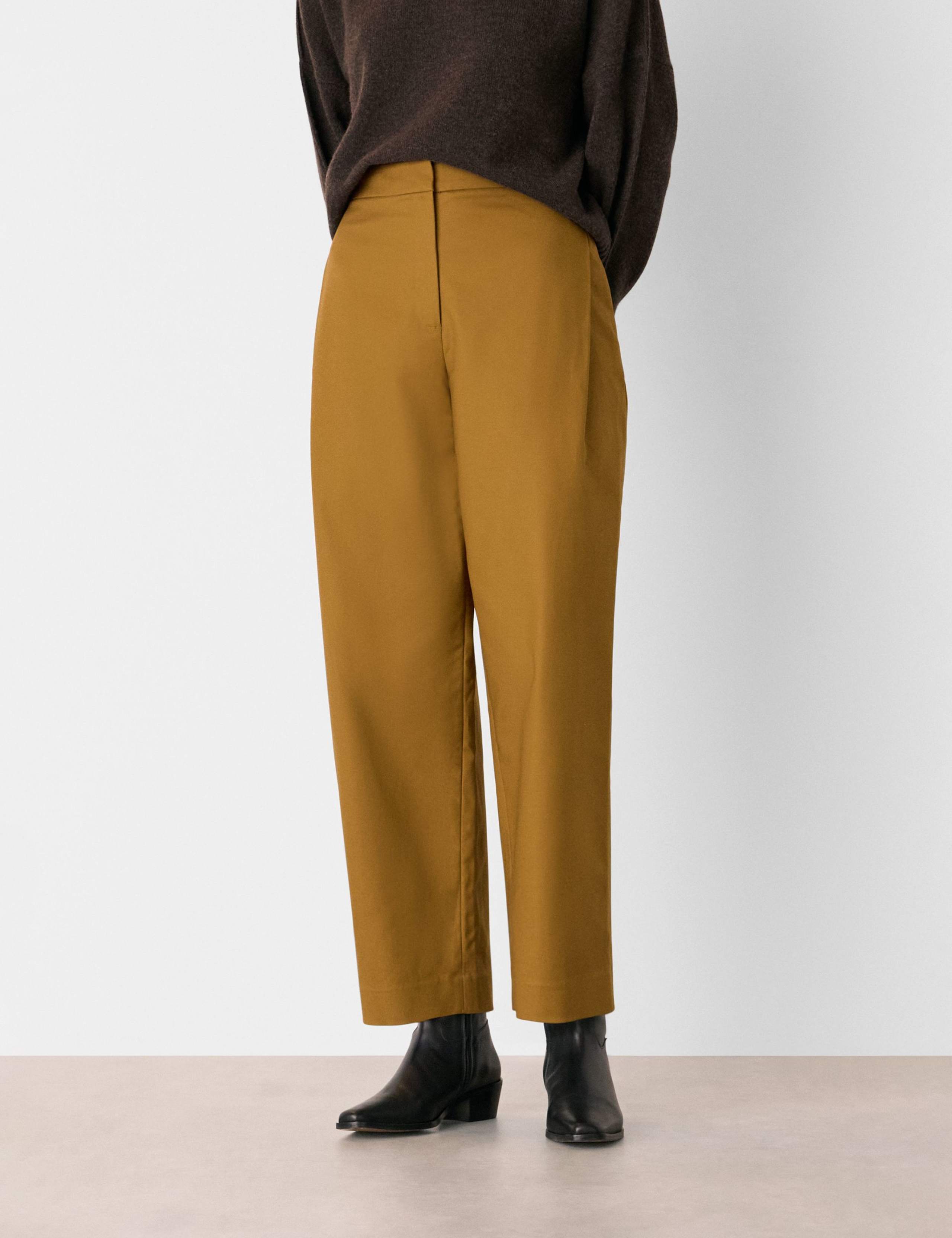 Cotton Rich Side Pleat Tapered Trousers 1 of 3