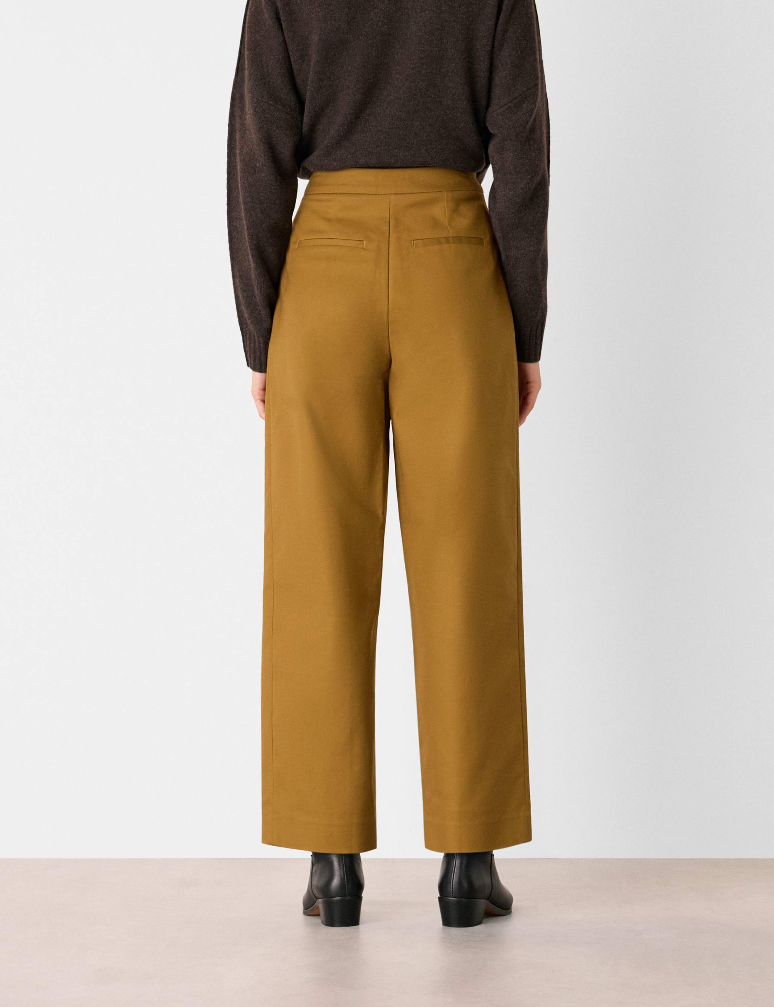 Cotton Rich Side Pleat Tapered Trousers 2 of 3