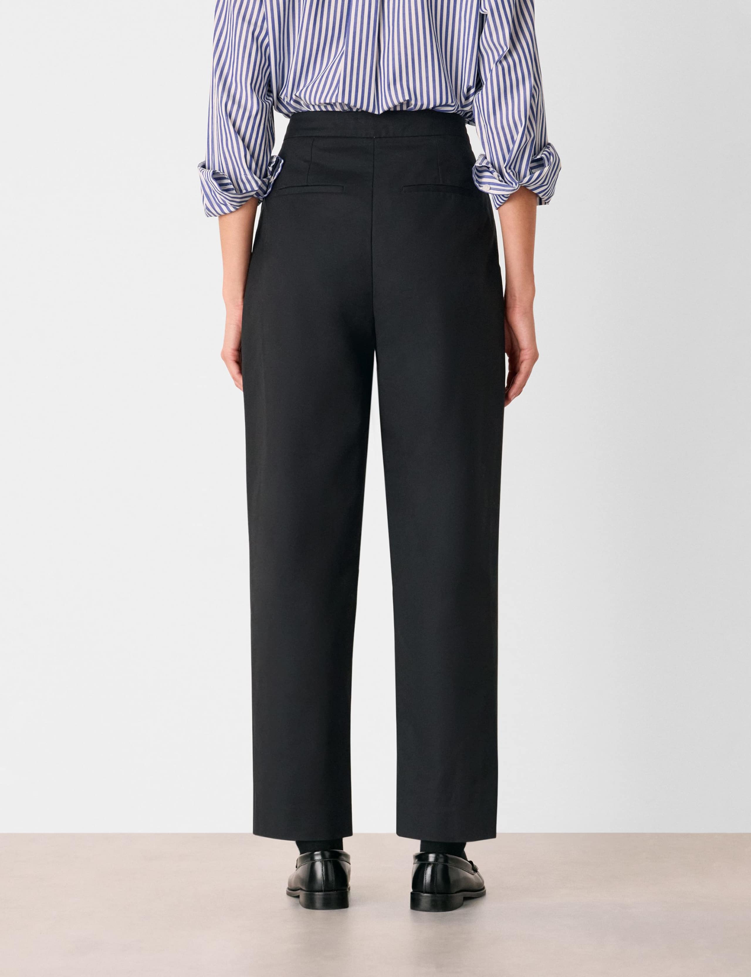 Cotton Rich Side Pleat Tapered Trousers 3 of 4