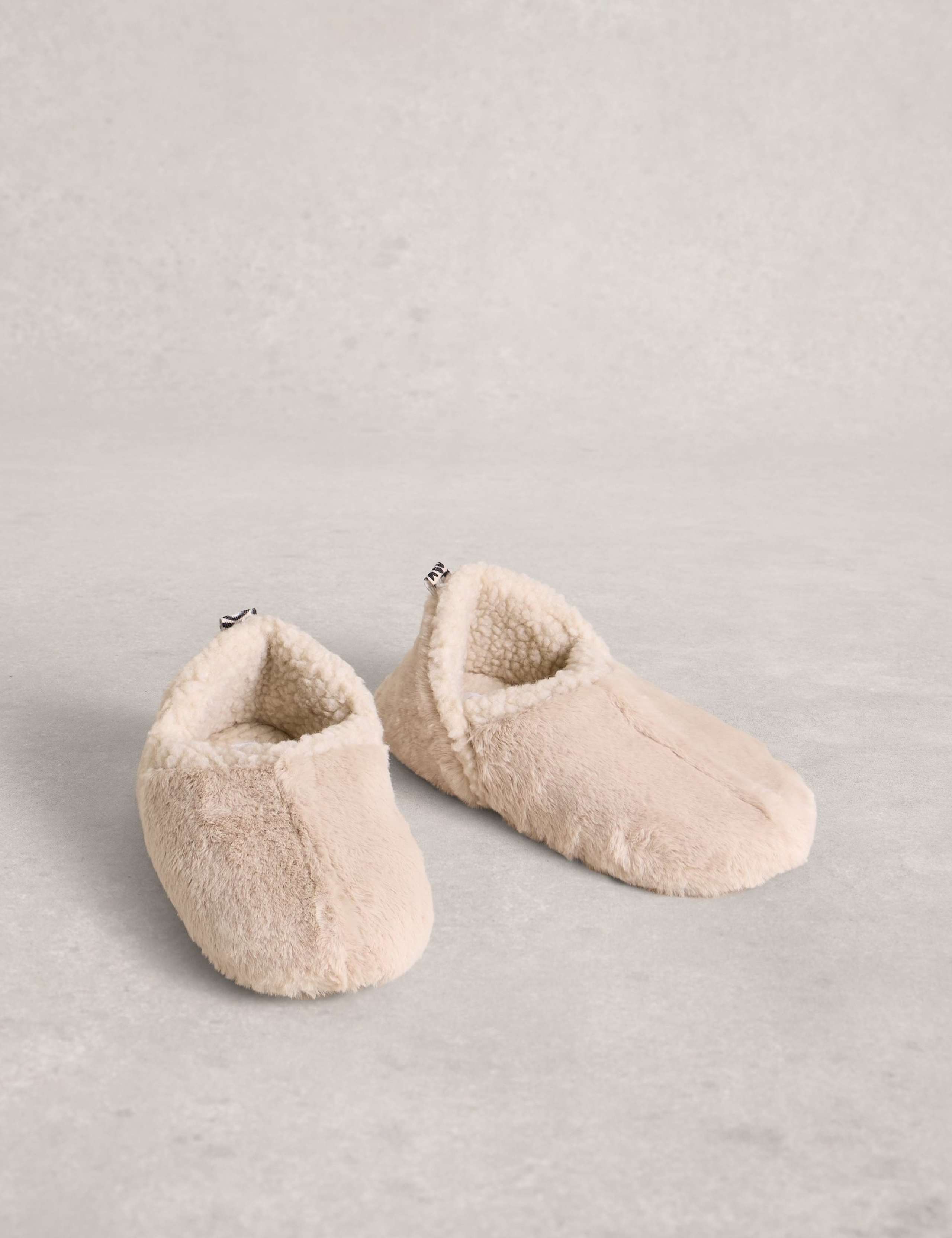 Borg Faux Fur Lined Round Toe Slippers 2 of 4
