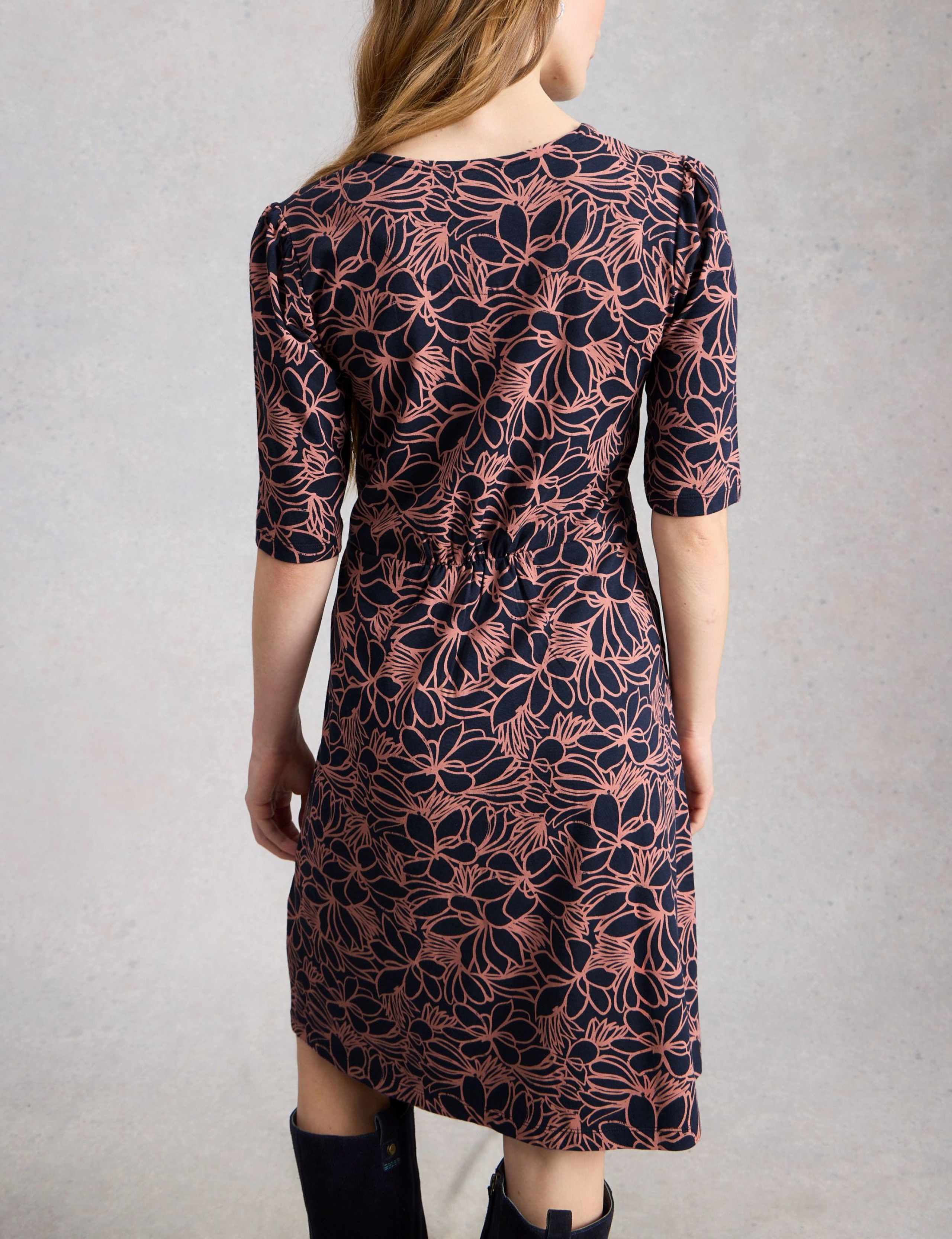 Cotton Rich Printed Knee Length Skater Dress 6 of 6