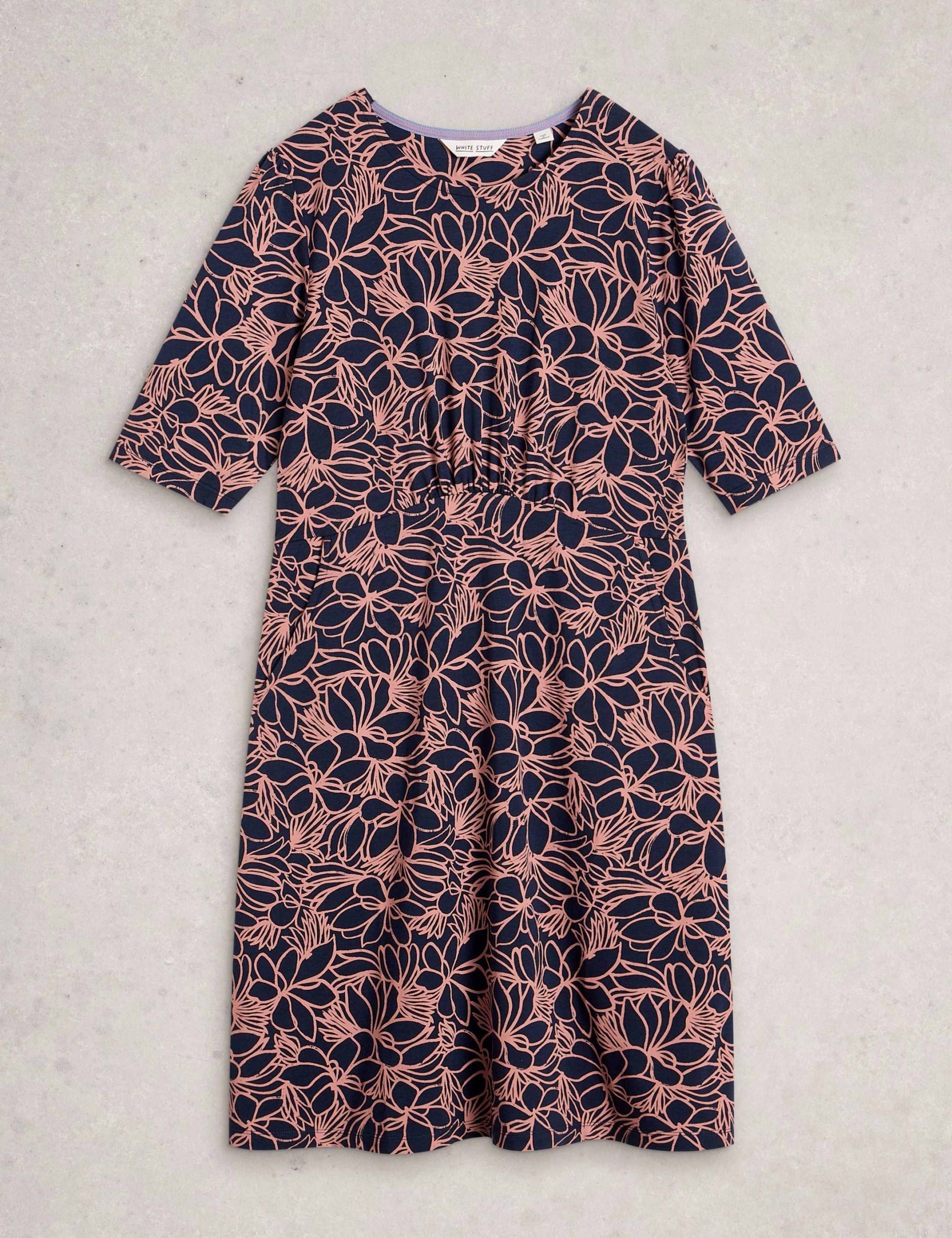 Cotton Rich Printed Knee Length Skater Dress 2 of 6