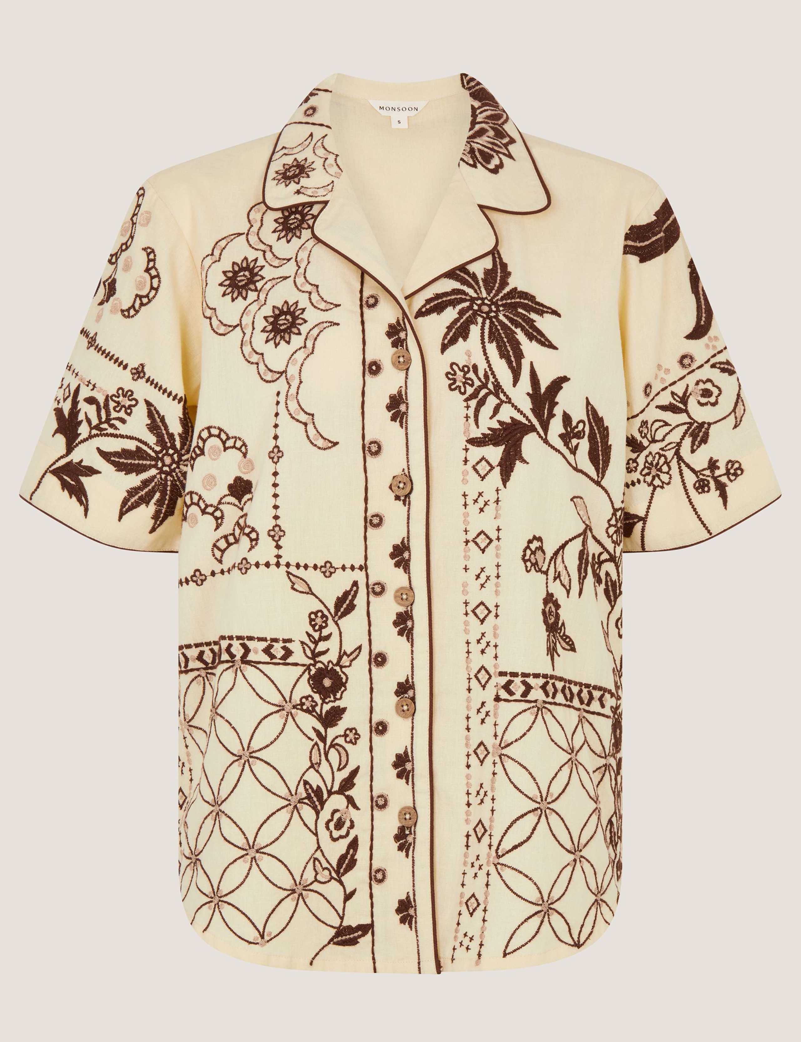 Floral Embroidered Shirt with Linen 2 of 5
