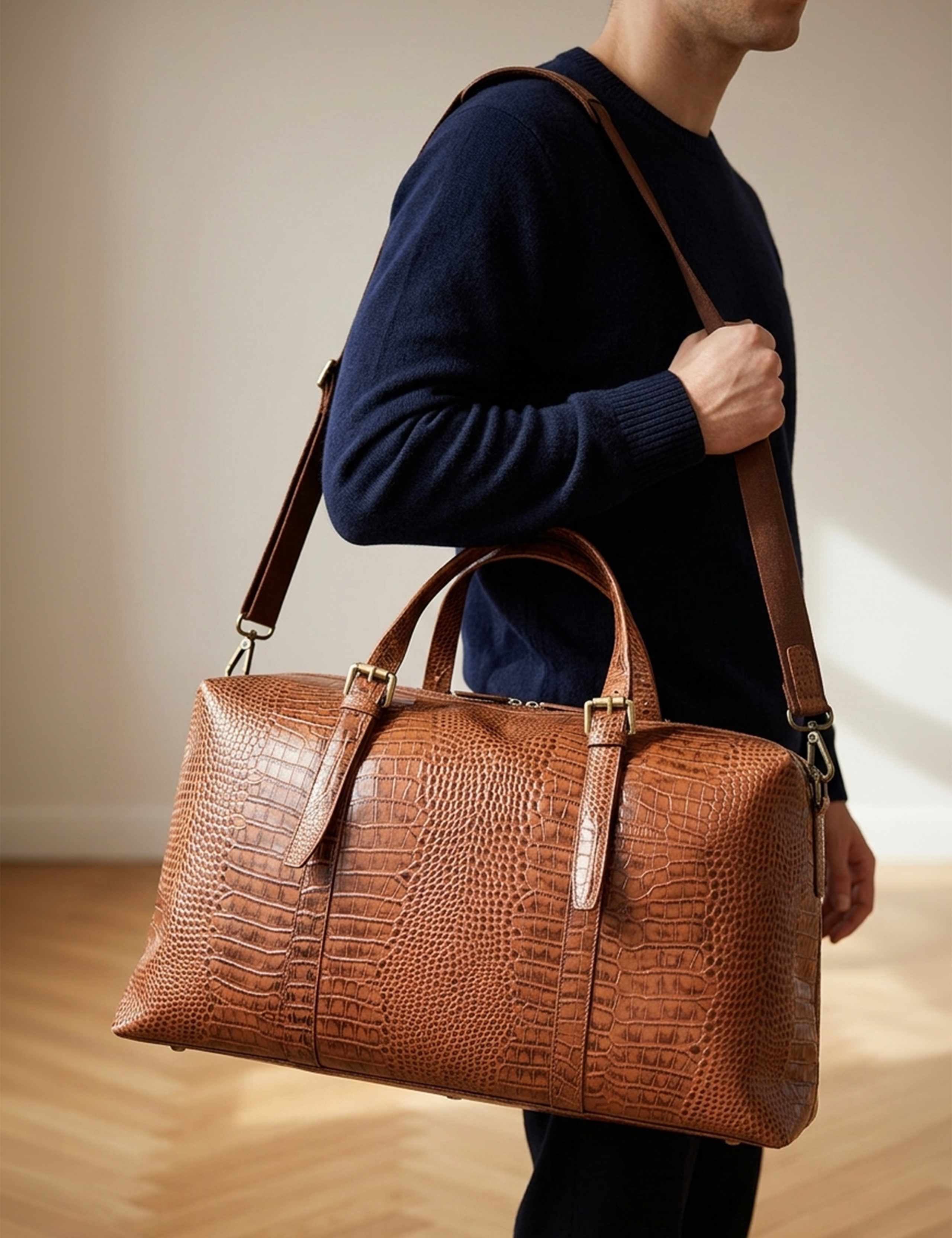 Croc Effect Leather Weekend Bag 1 of 6