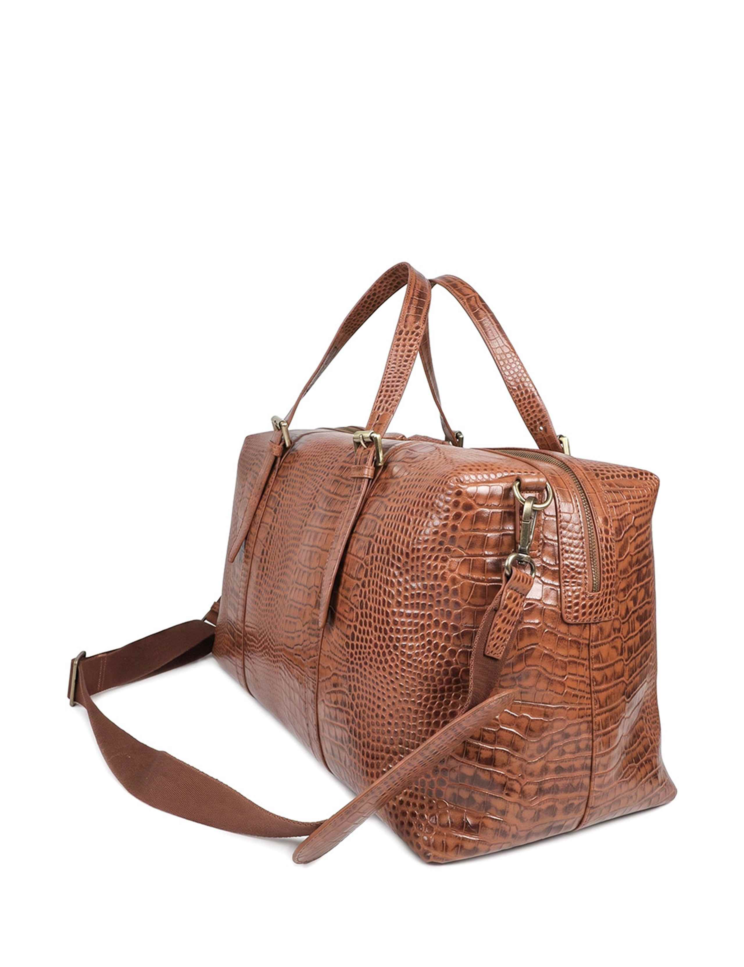 Croc Effect Leather Weekend Bag 4 of 6