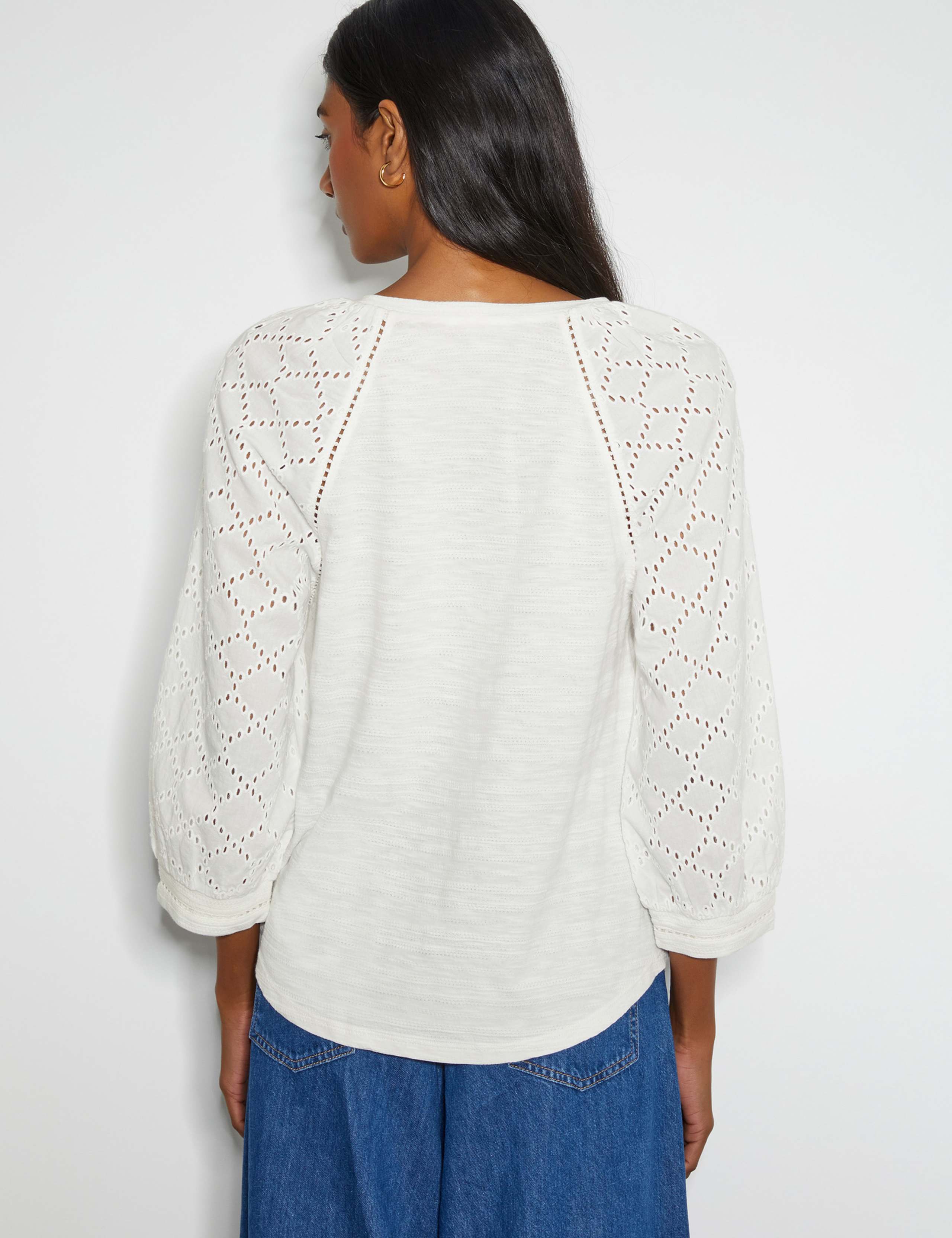 Pure Cotton Broderie Sleeve Top 5 of 5