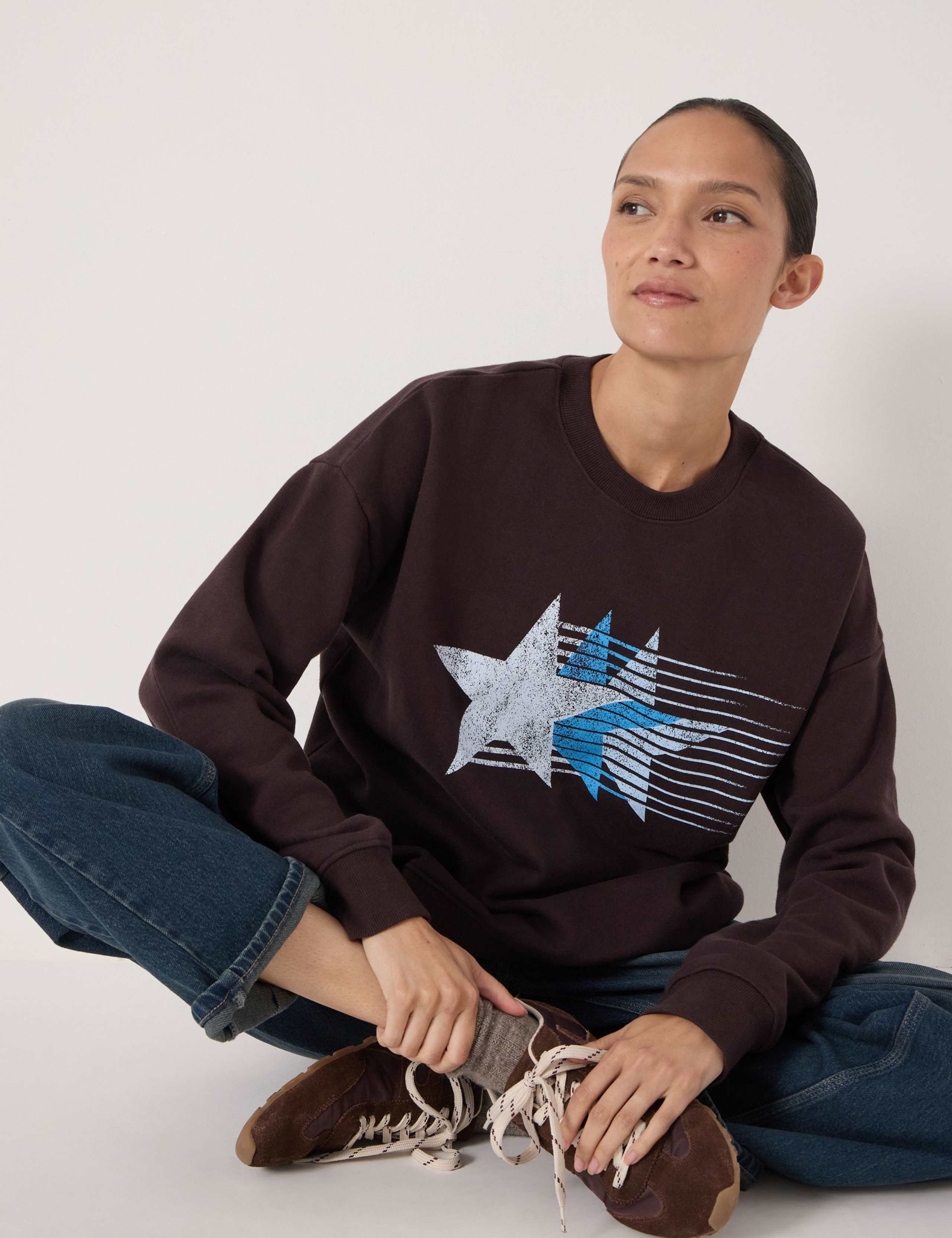 Pure Cotton Star Print Crew Neck Sweatshirt 4 of 5