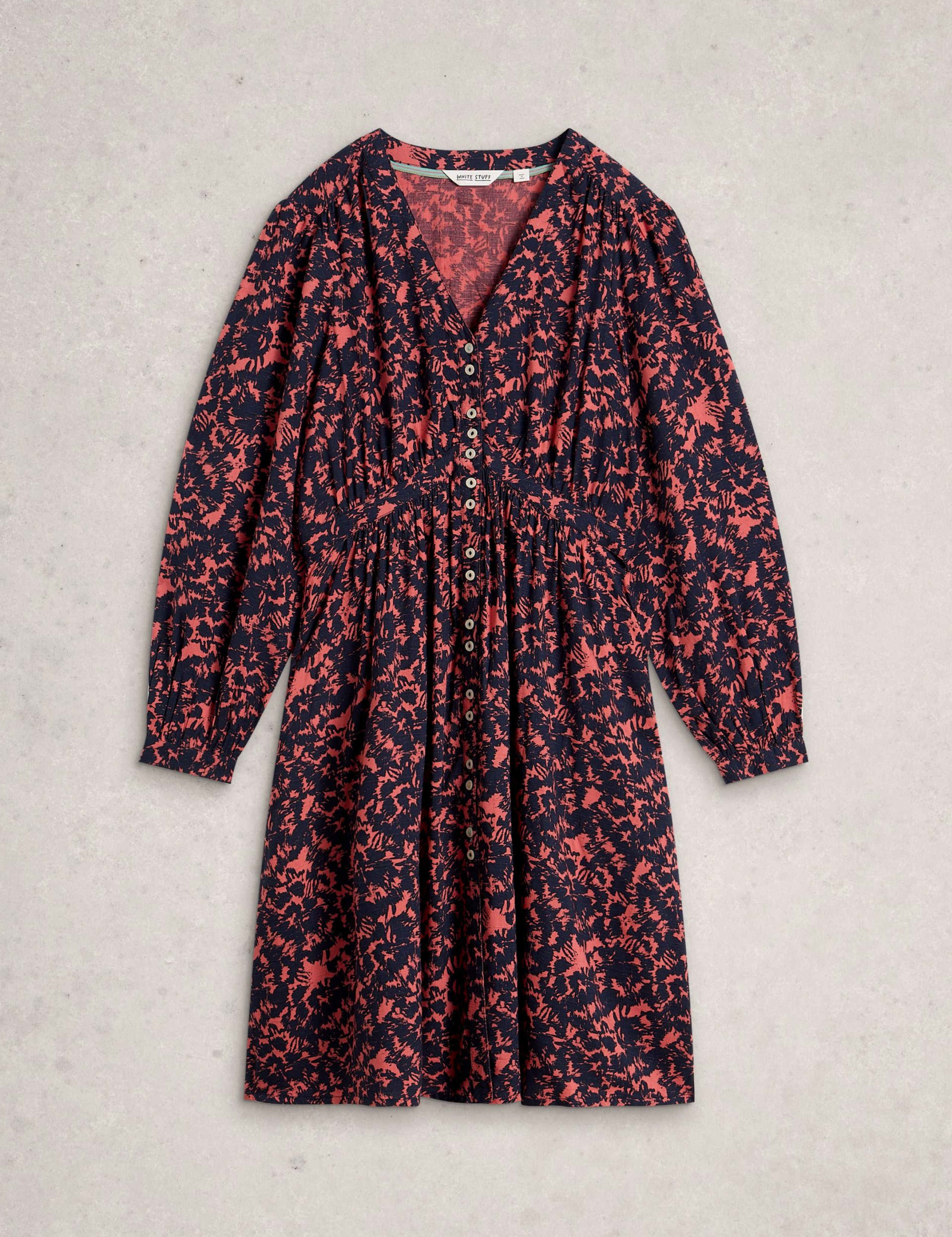 Floral V-Neck Button Through Tea Dress 2 of 6