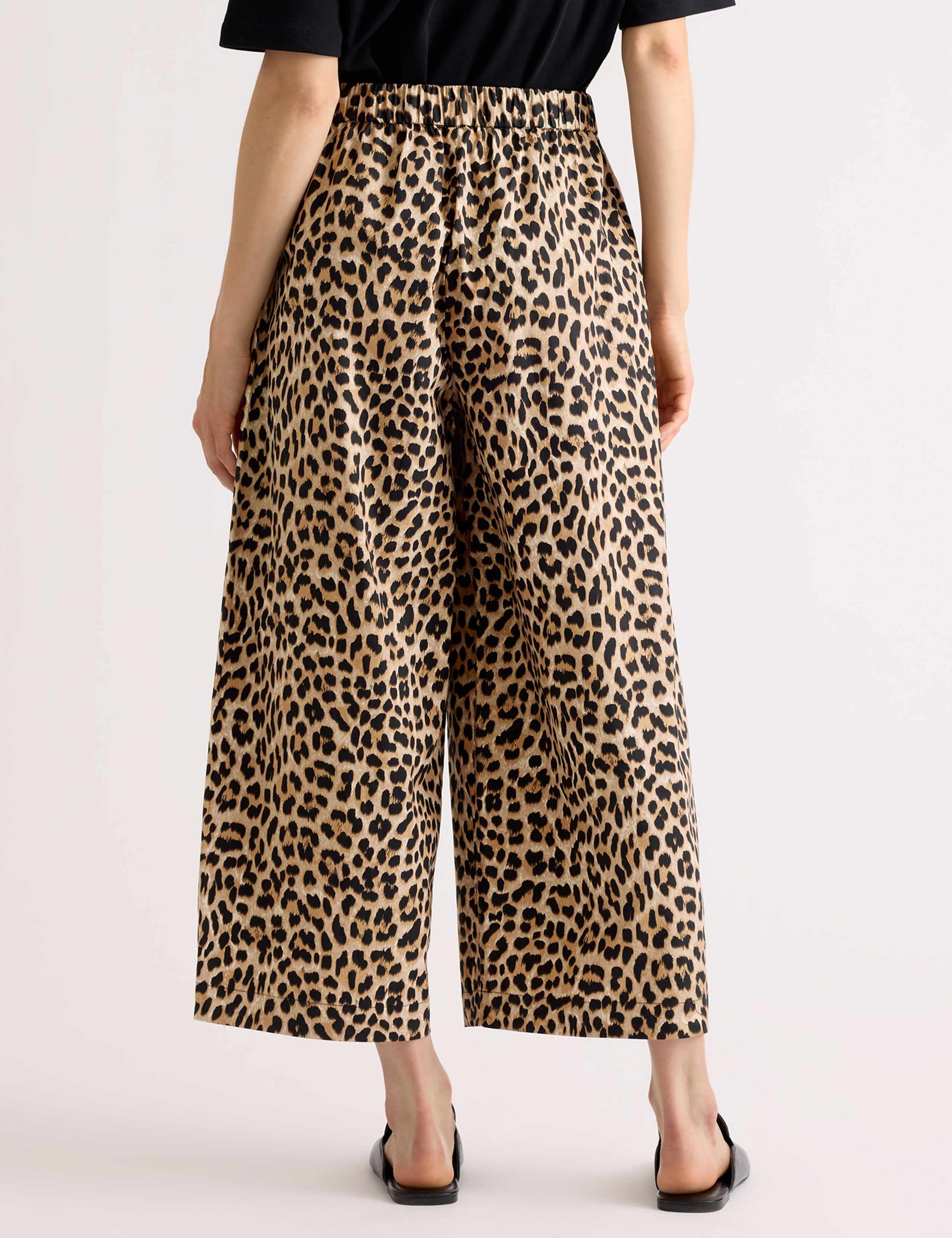 Pure Cotton Animal Print Barrel Leg Trousers 3 of 4