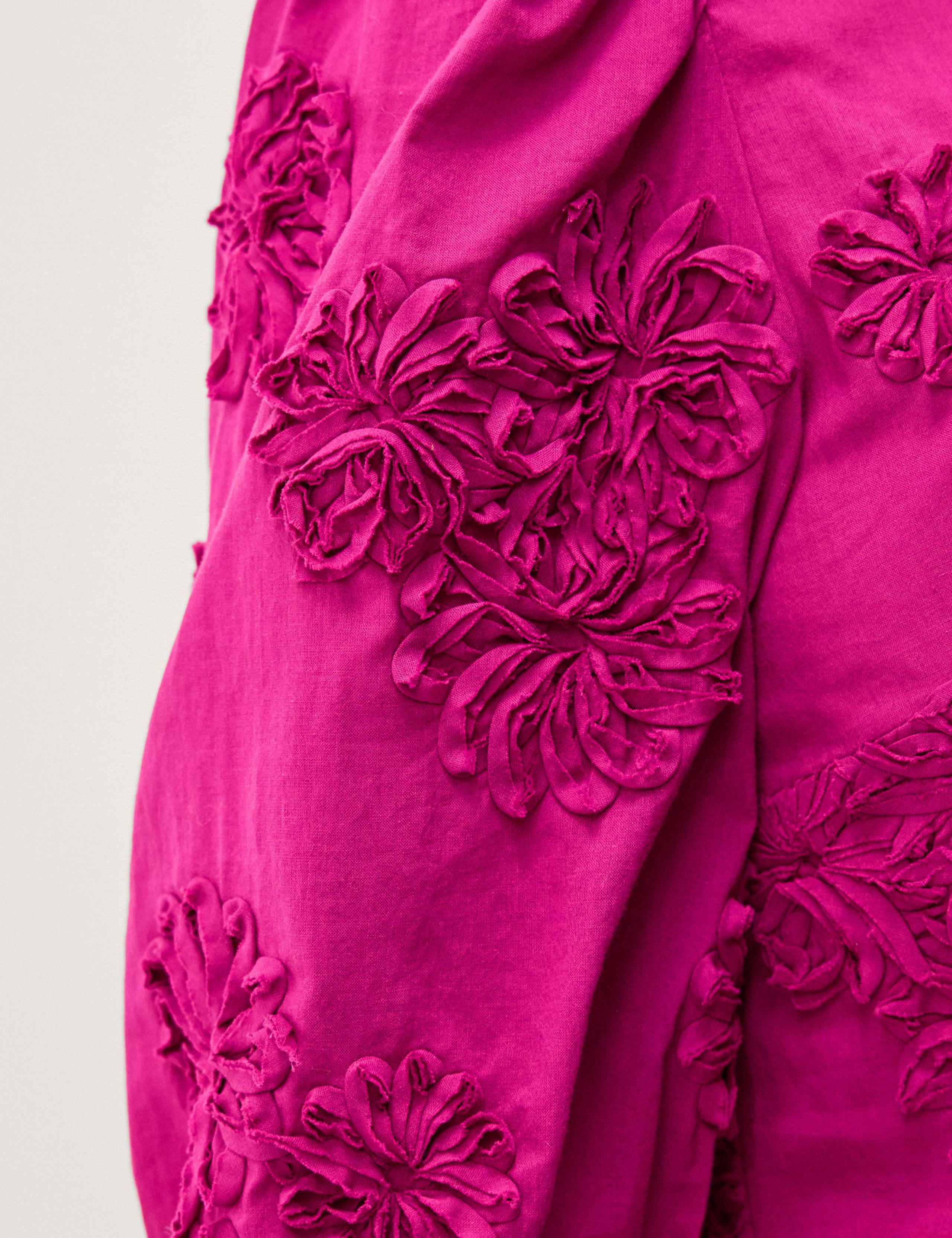 Pure Cotton Embroidered Puff Sleeve Peplum Top 4 of 5