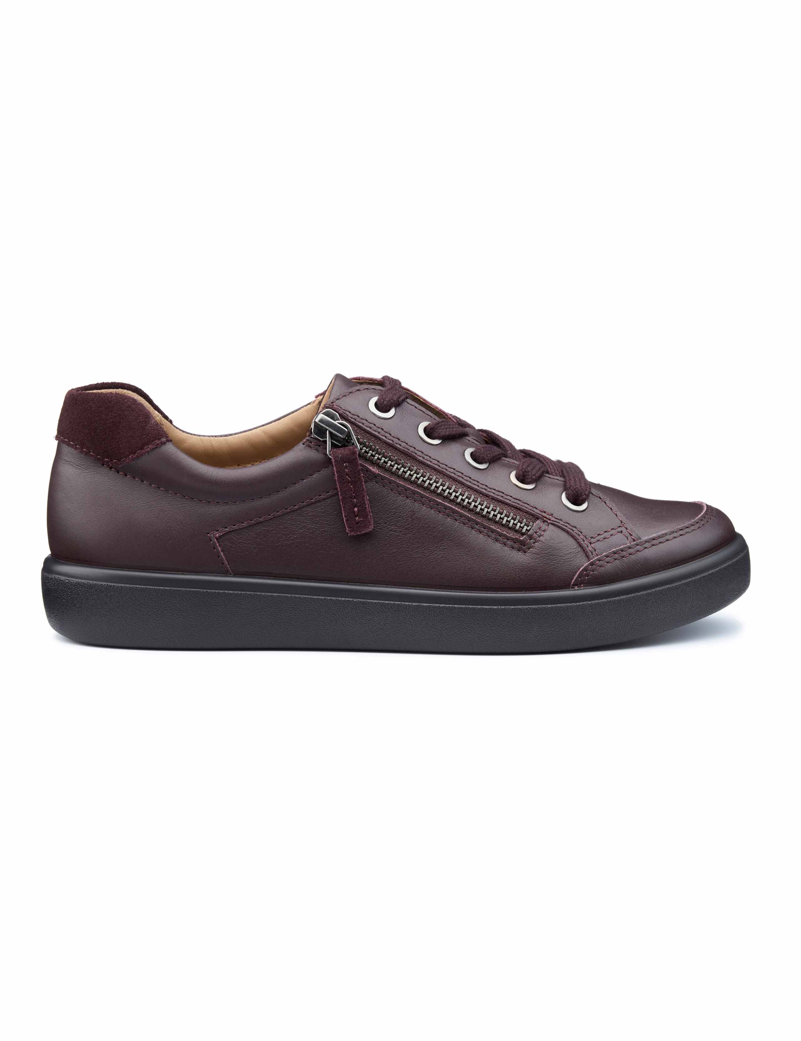 Wide Fit Leather Lace Up Zip Trainers 1 of 4