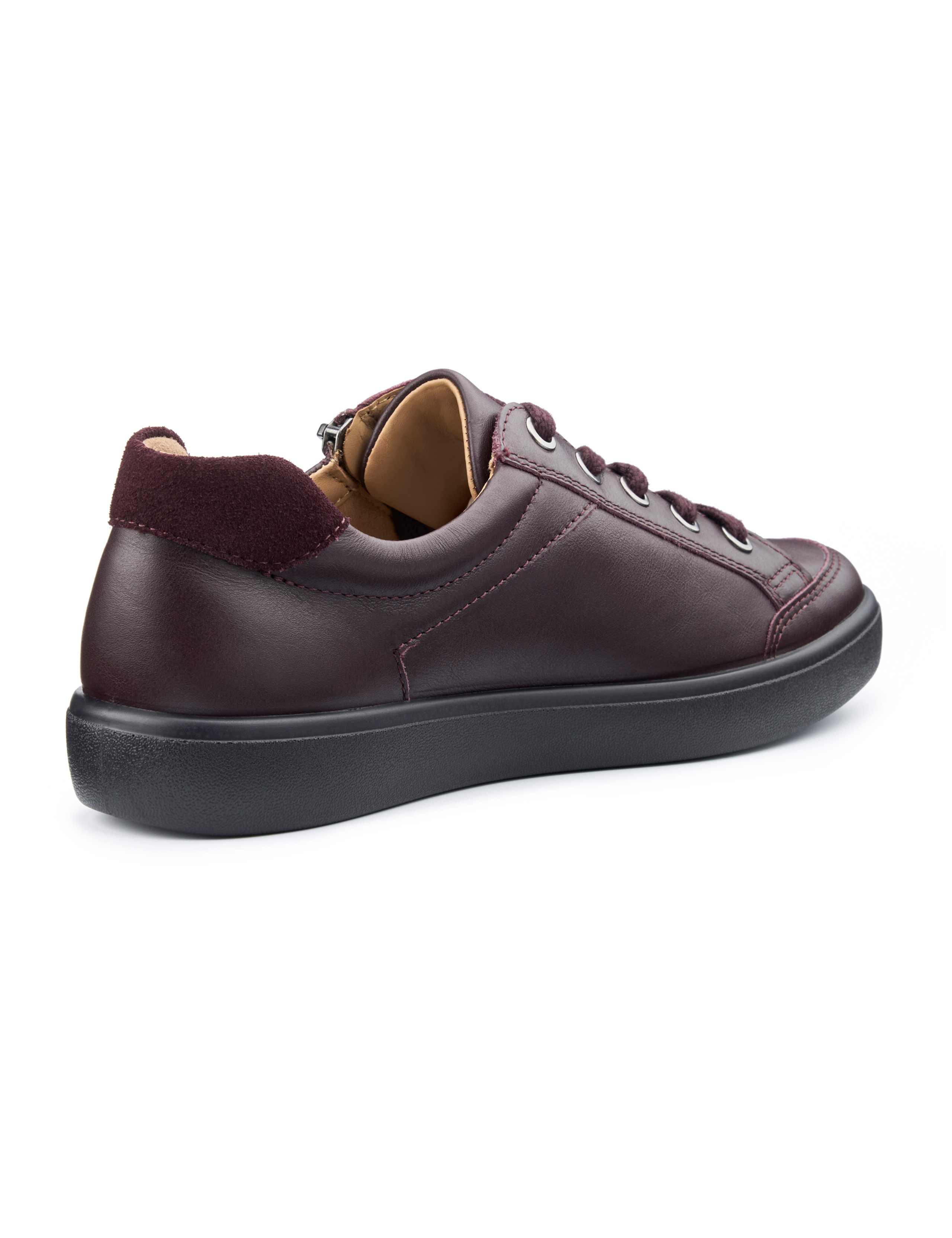 Wide Fit Leather Lace Up Zip Trainers 2 of 4