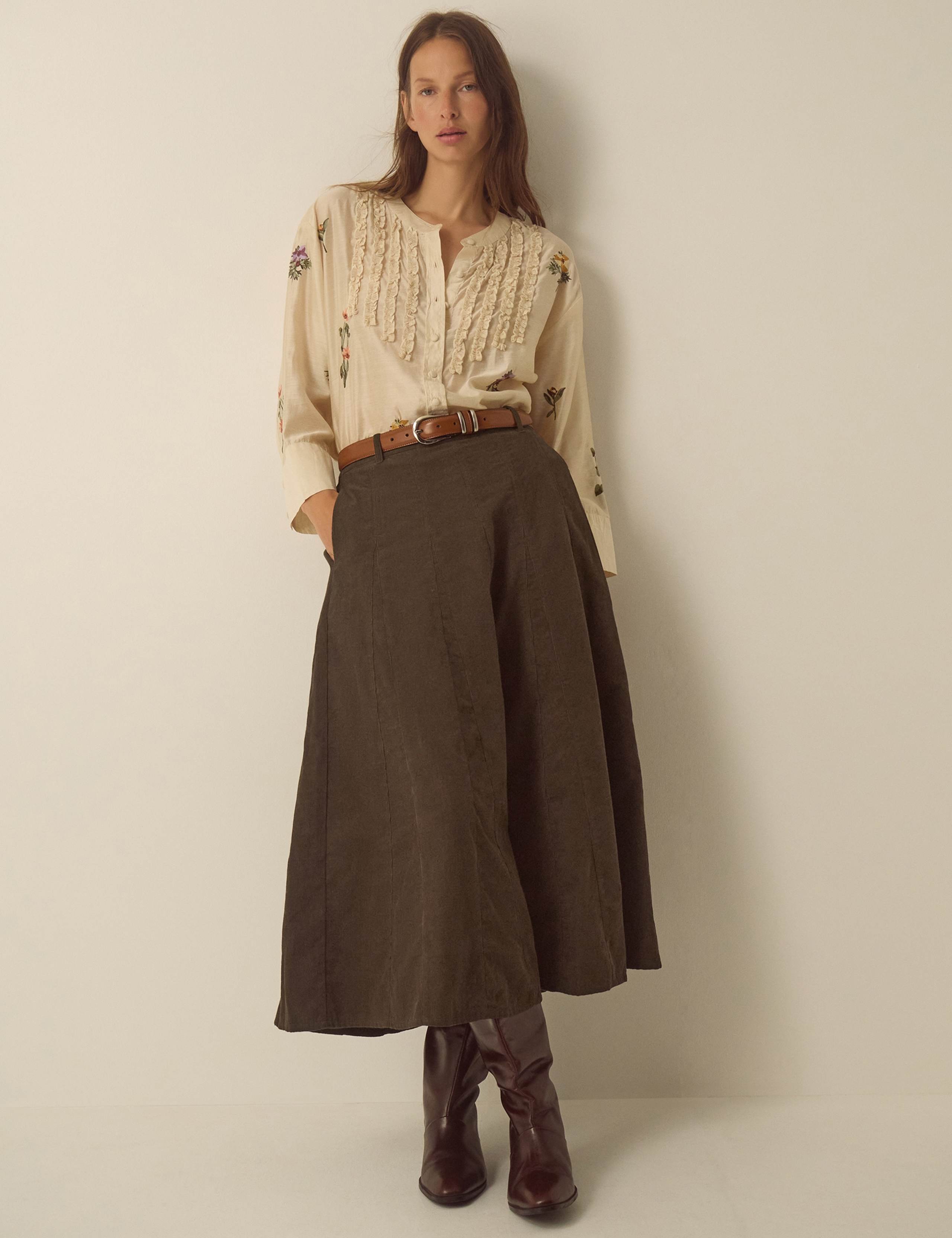 Cord Midi A Line Skirt 3 of 4