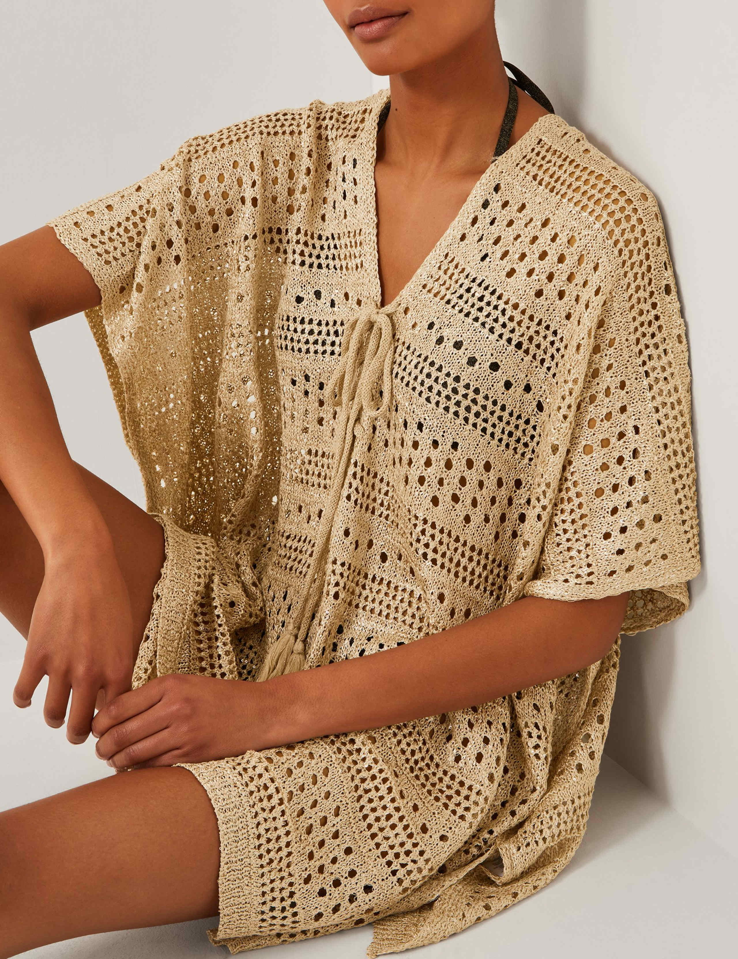 Metallic V-Neck Cover Up Kaftan 4 of 5