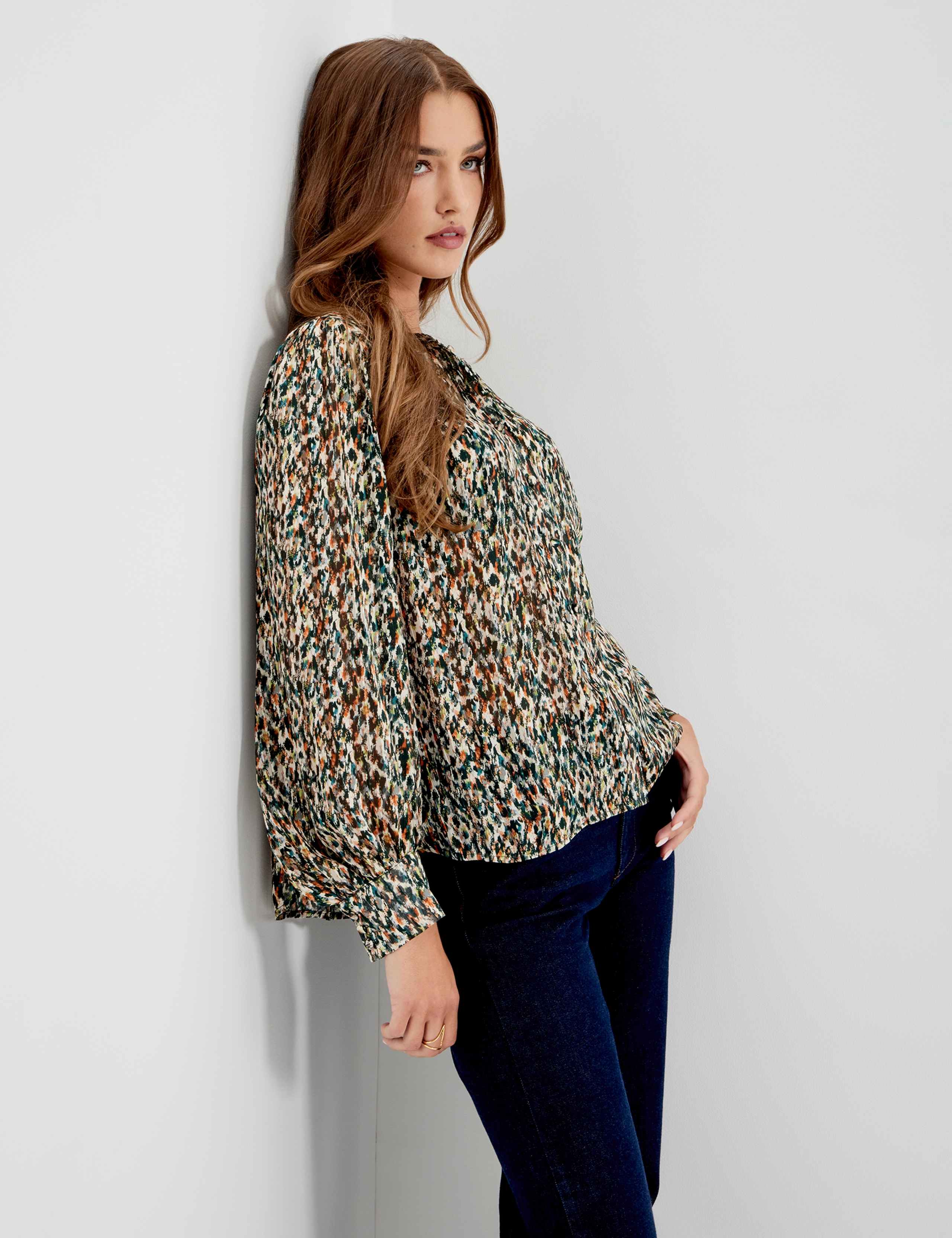 Chiffon Animal Print Button Through Blouse 9 of 9