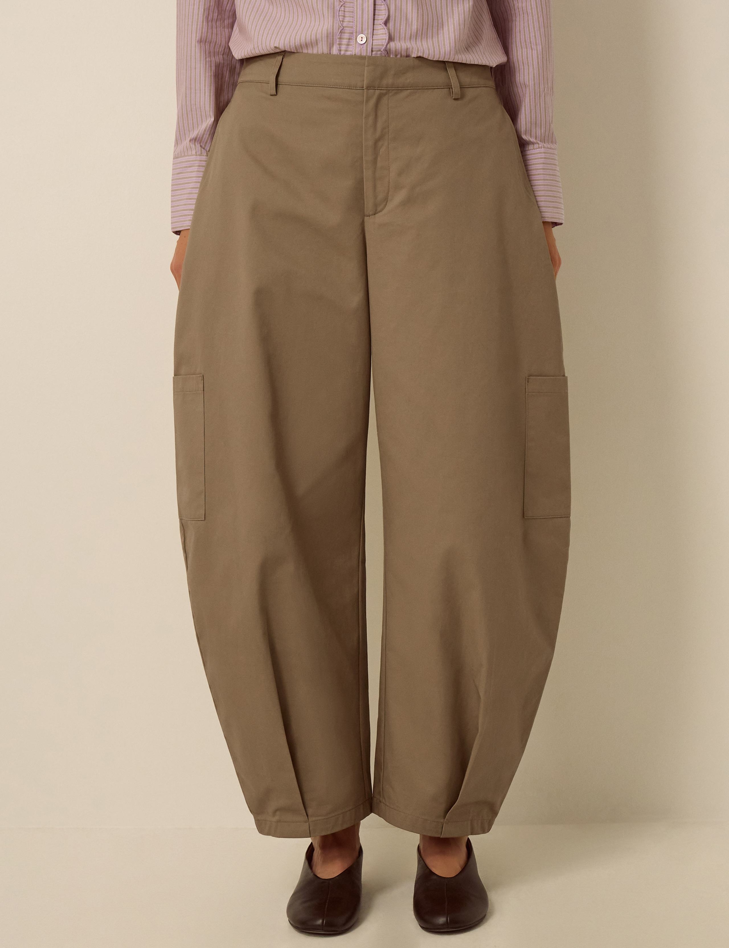 Pure Cotton Cargo Barrel Leg Trousers 2 of 4