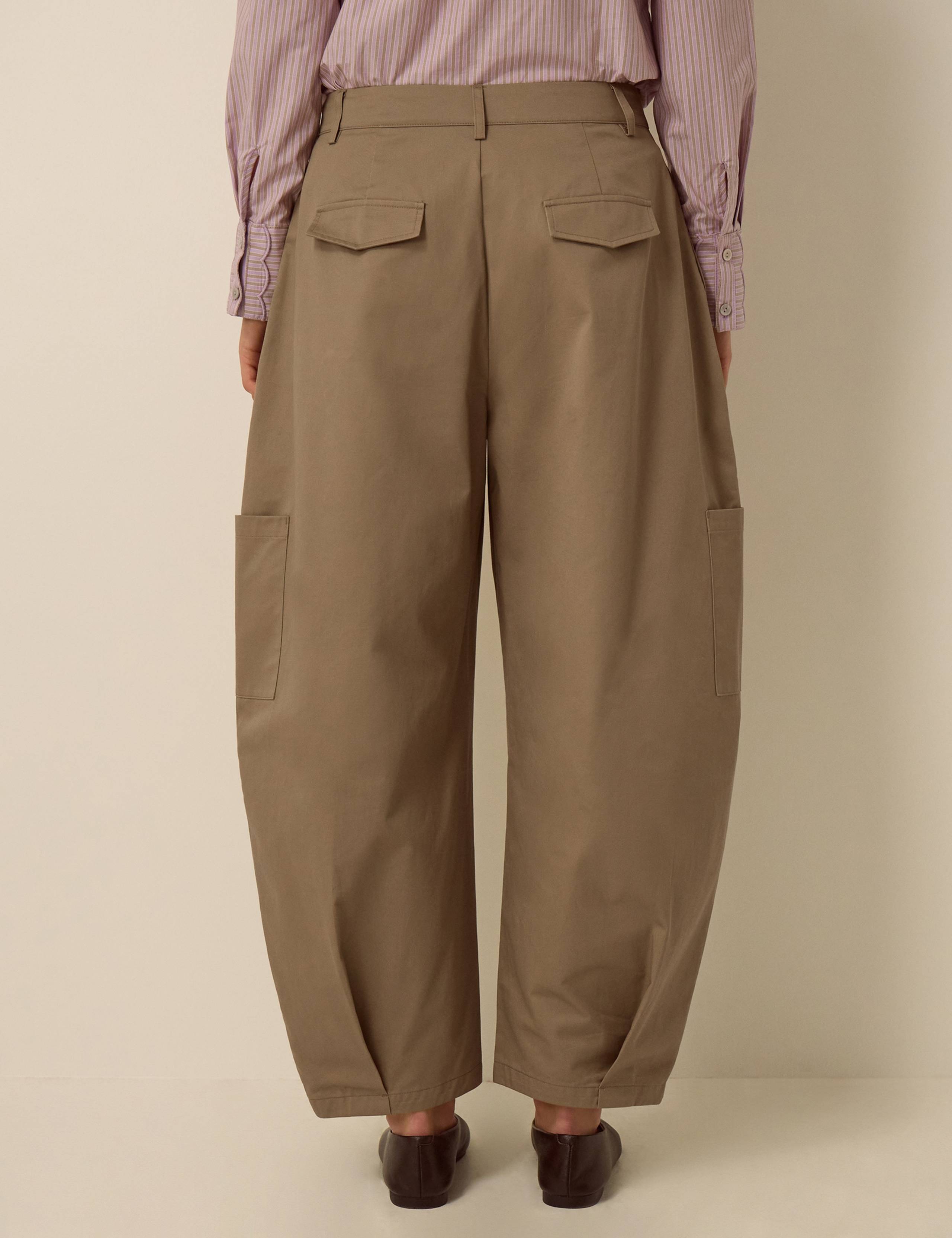 Pure Cotton Cargo Barrel Leg Trousers 3 of 4