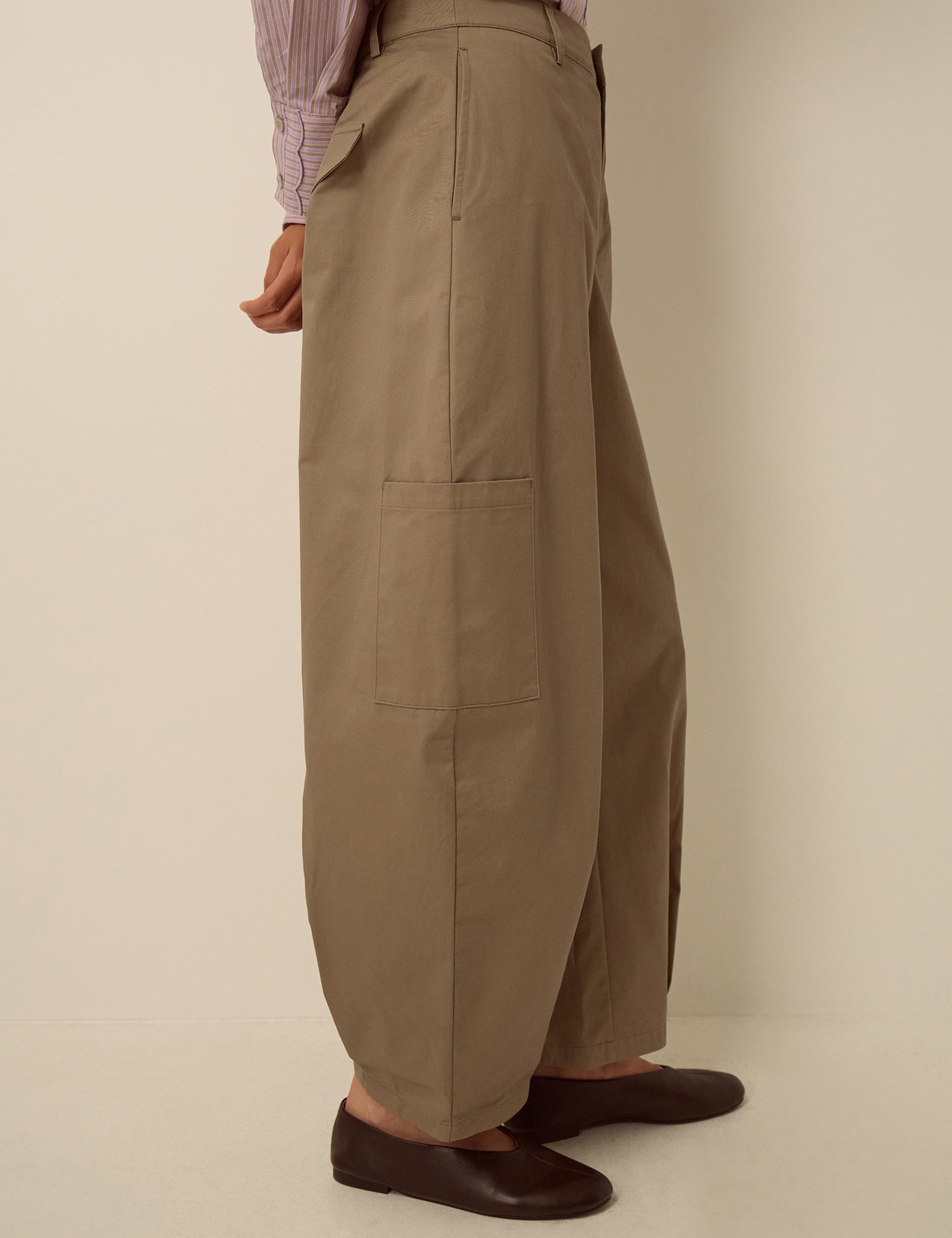 Pure Cotton Cargo Barrel Leg Trousers 4 of 4