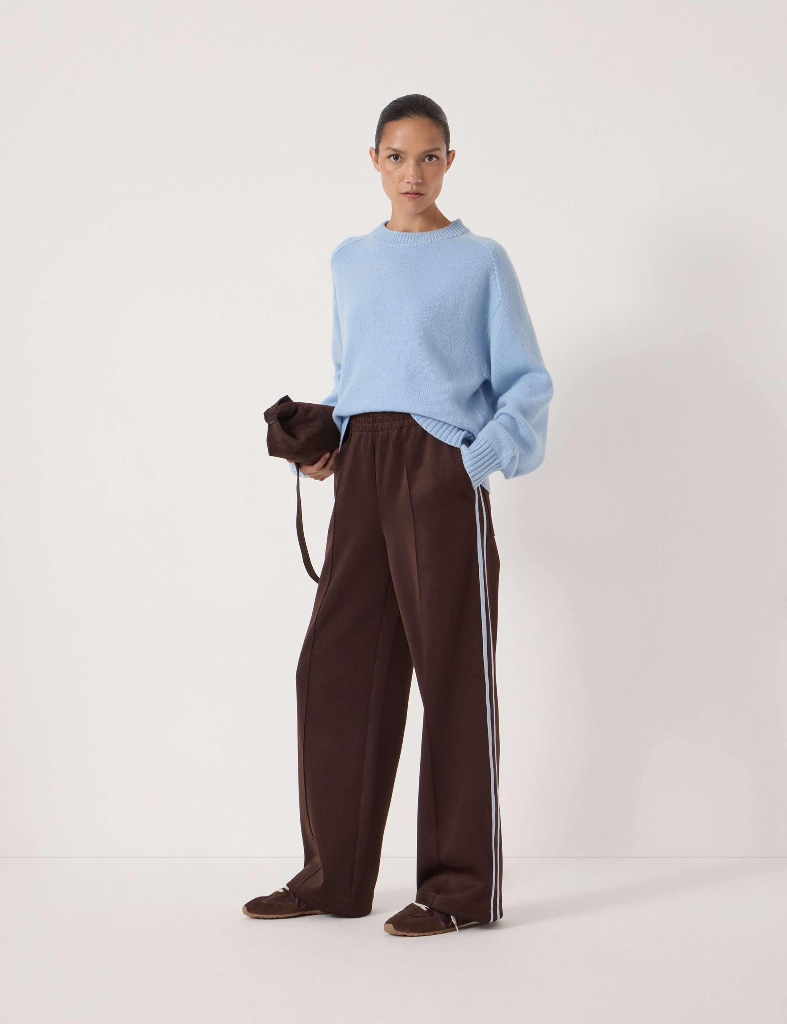 Cotton Blend Side Stripe Wide Leg Joggers 3 of 6