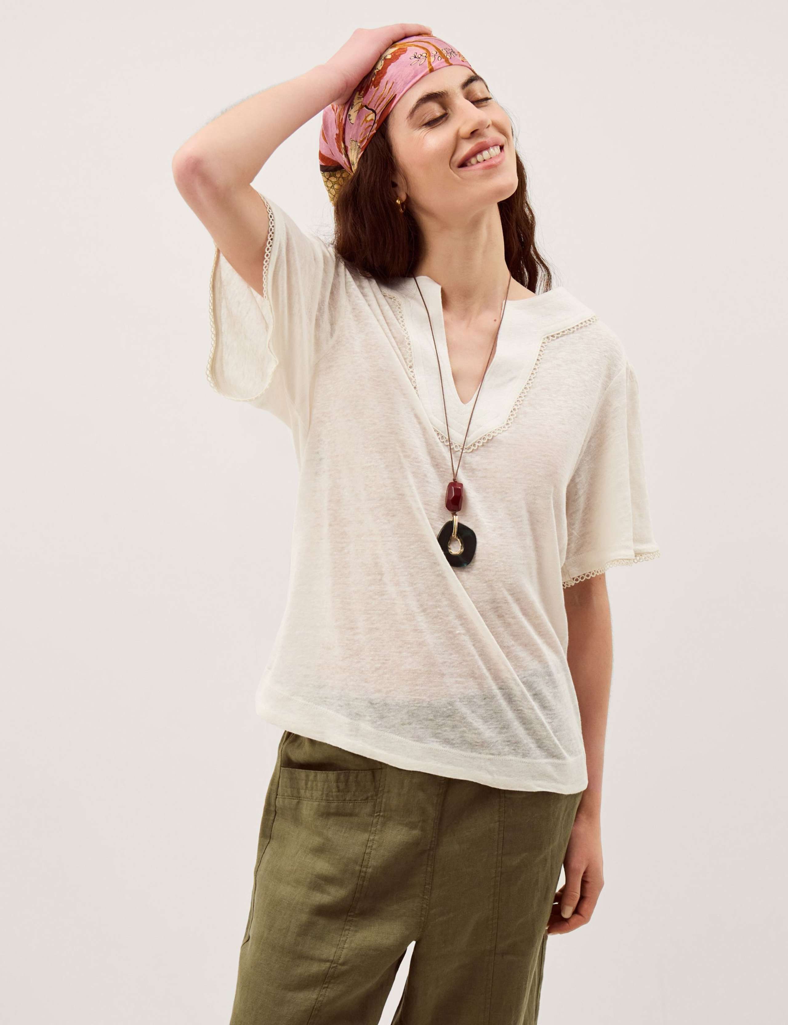 Pure Linen V-Neck T-Shirt 1 of 3