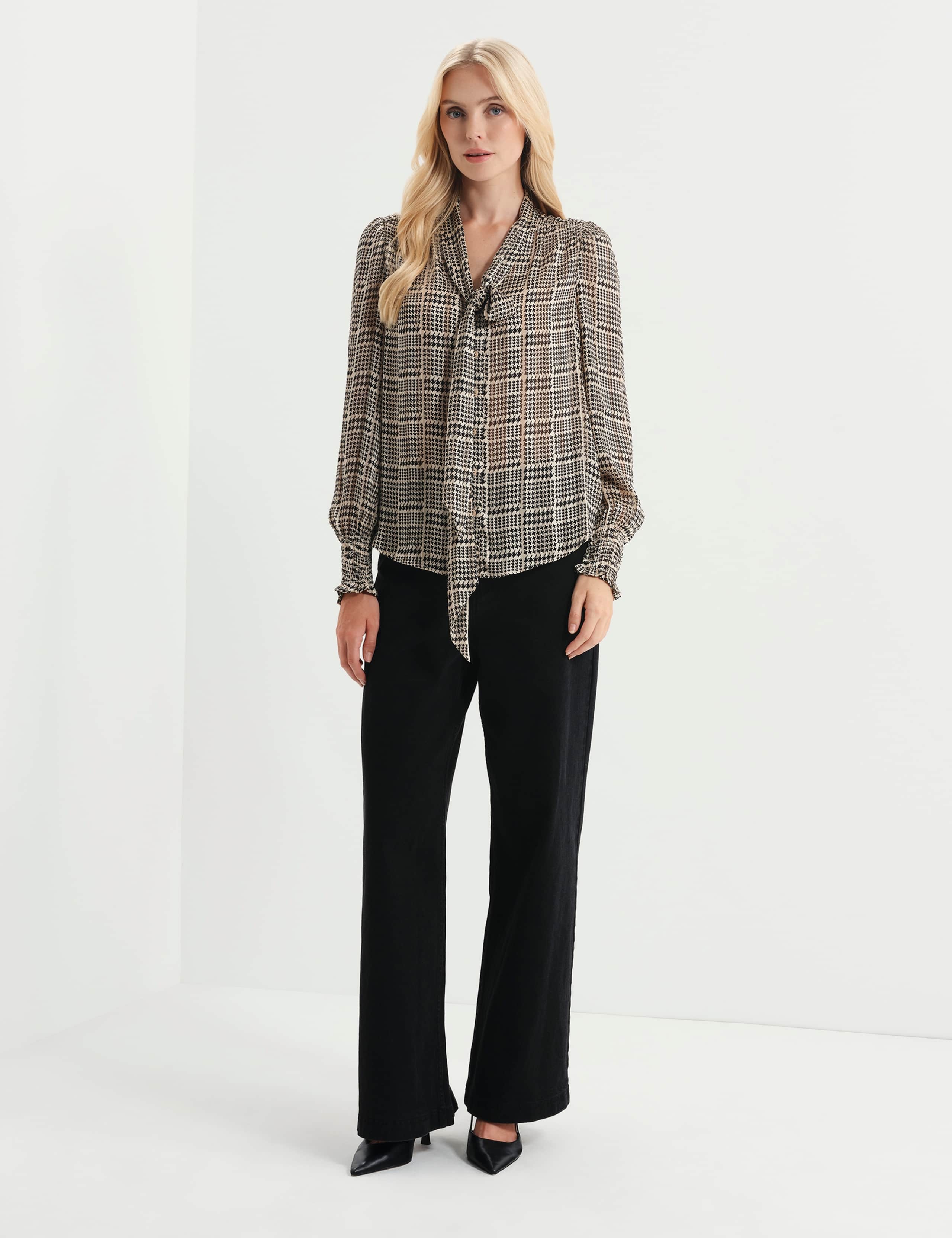 Satin Printed Tie Neck Blouse 2 of 7