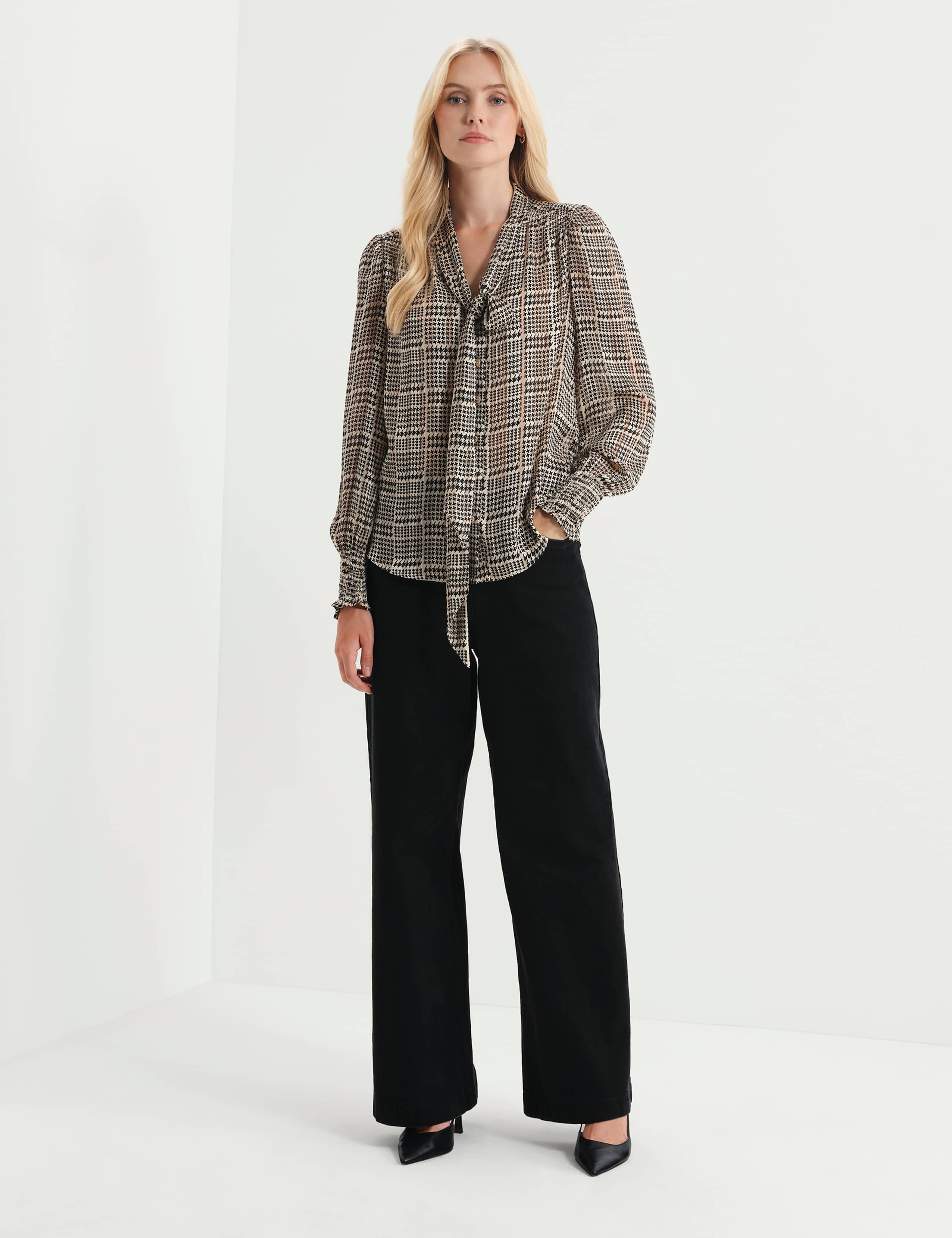 Satin Printed Tie Neck Blouse 5 of 7