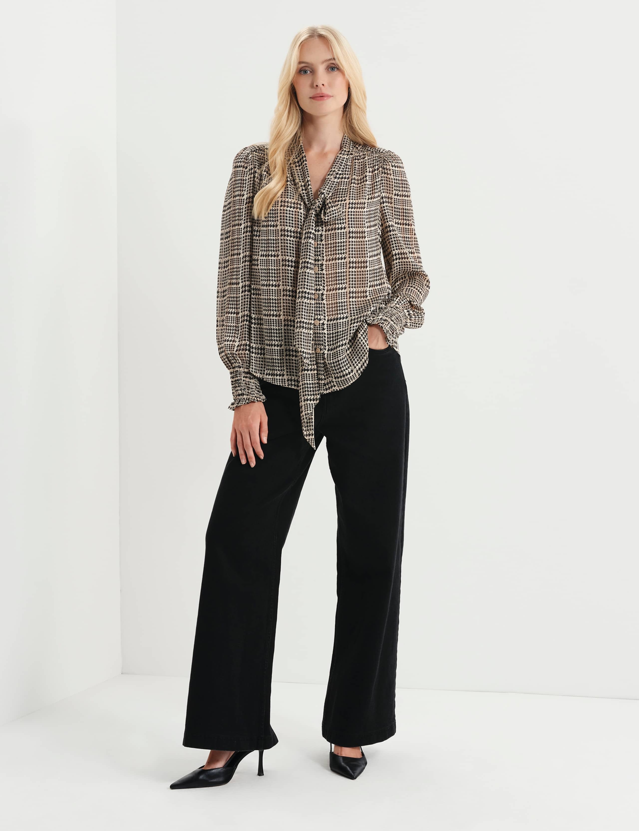 Satin Printed Tie Neck Blouse 6 of 7